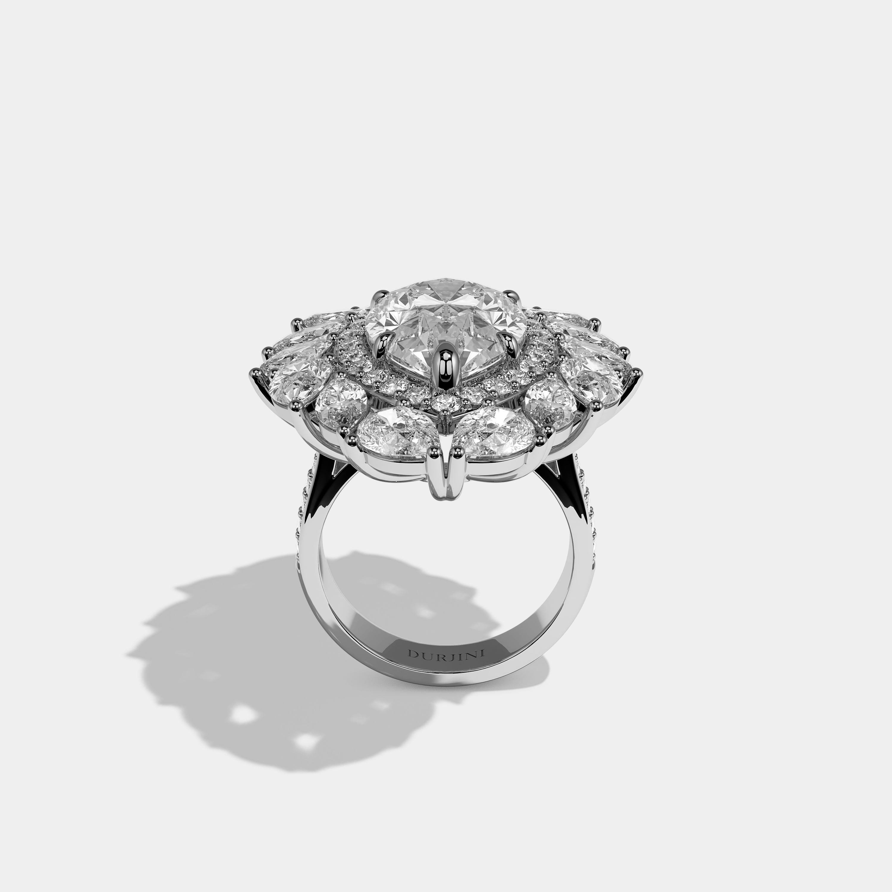 Beaumont Heritage Diamond Pear Halo Engagement Ring 18K White Gold 50.00ct