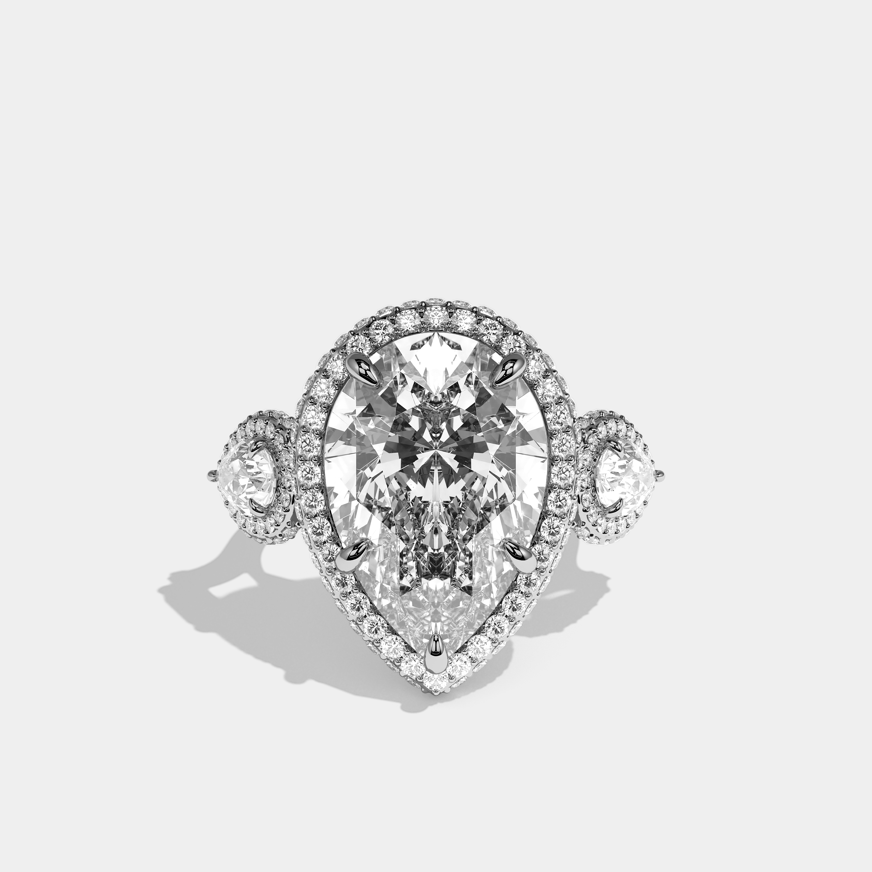 Etoile Sereine Diamond Pear Halo Engagement Ring 18K White Gold 16.00ct