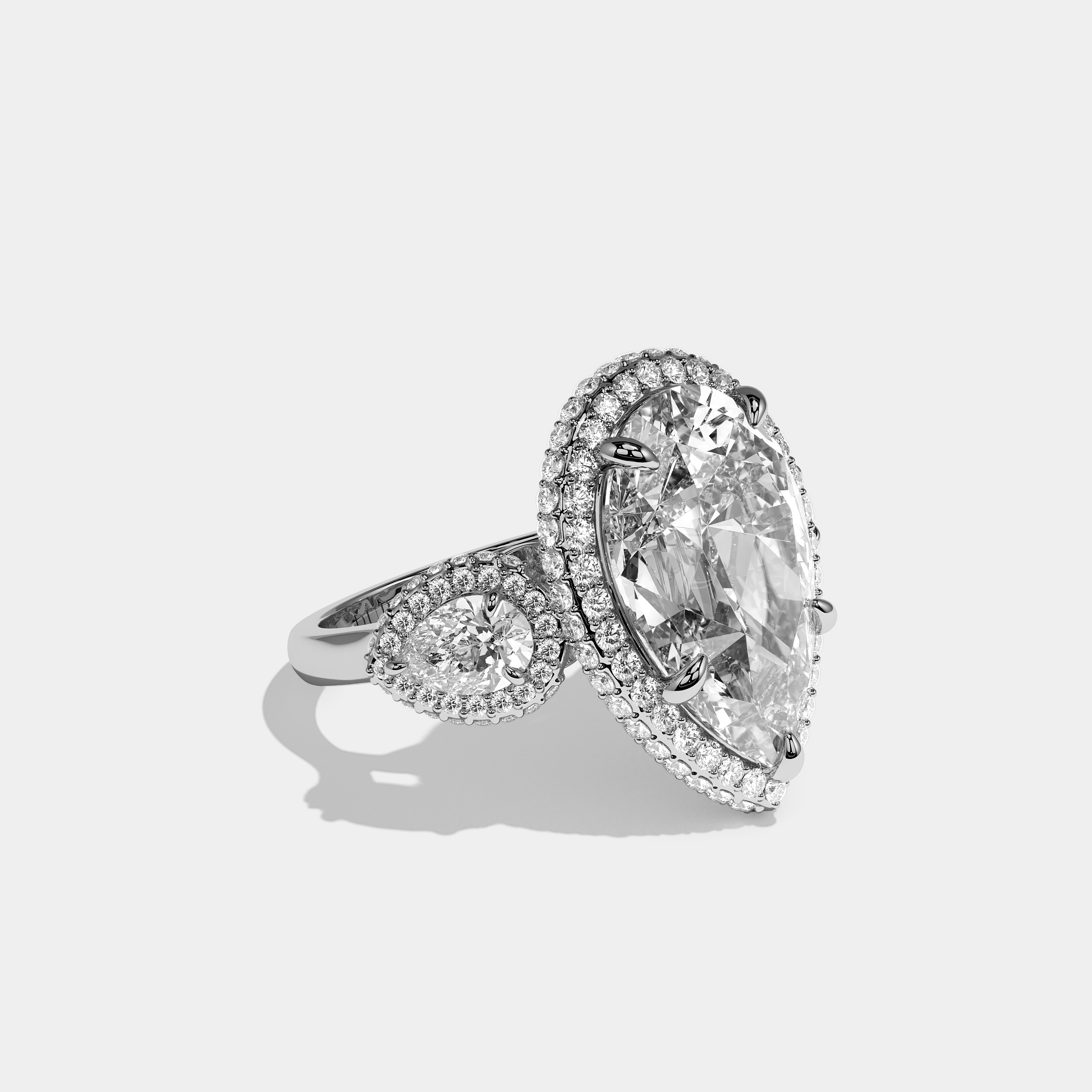 Right View – Kurbãni Durjini Etoile Sereine Diamond Pear Halo Engagement Ring White Gold