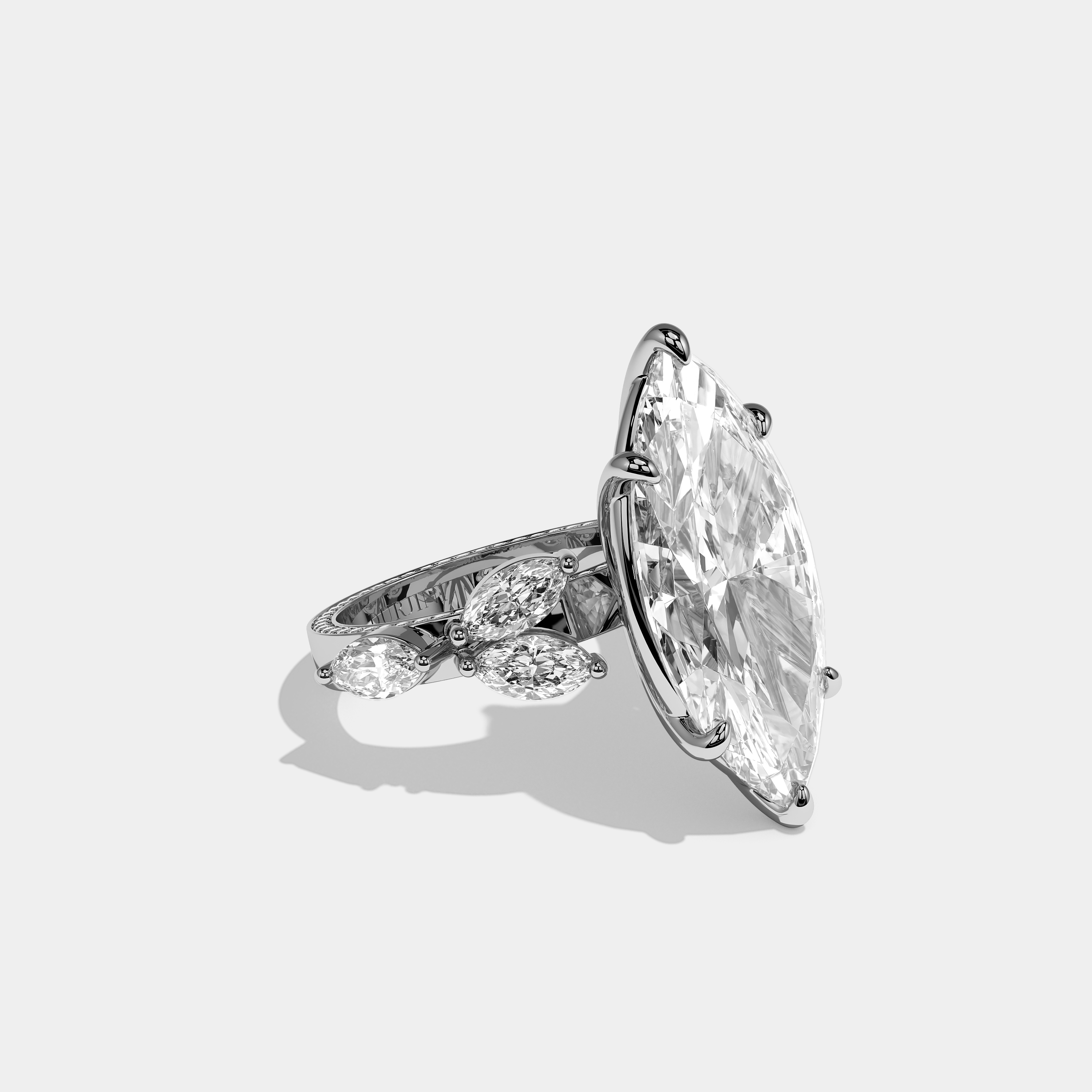 Right View – Kurbãni Durjini Bellecour Essence Diamond Marquise Halo Engagement Ring White Gold