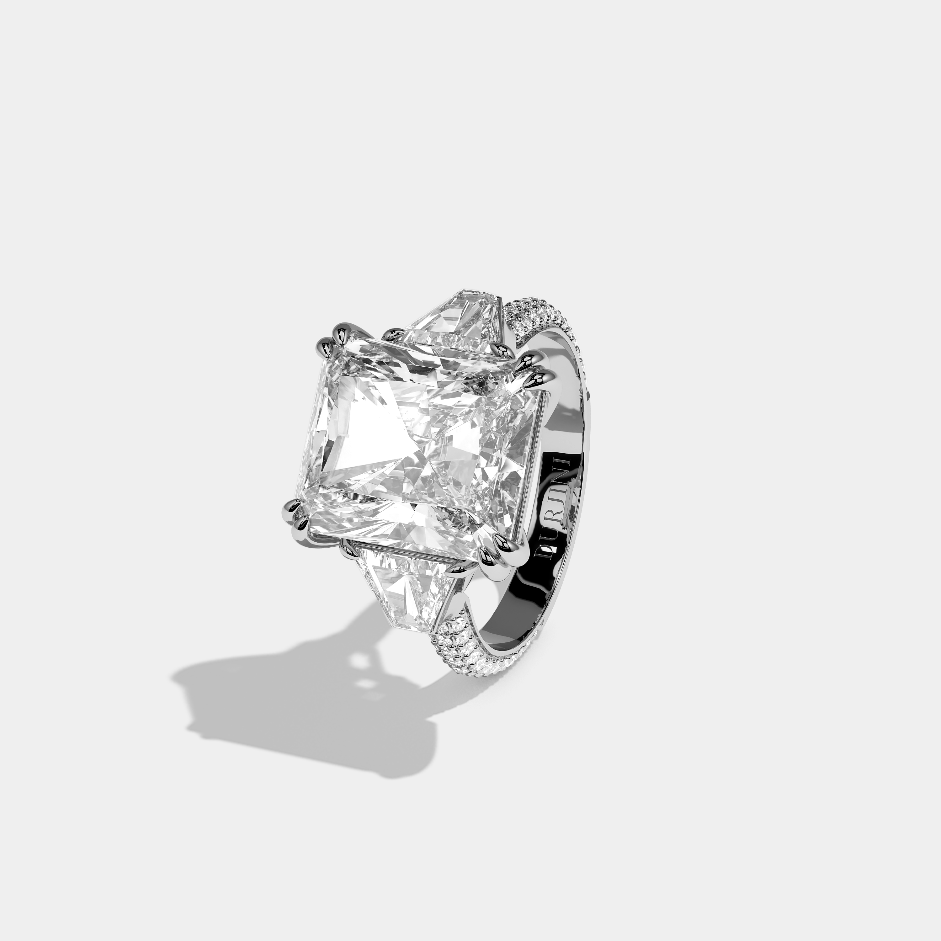 Left View – Kurbãni Durjini Delacour Purete Diamond Radiant Halo Engagement Ring White Gold