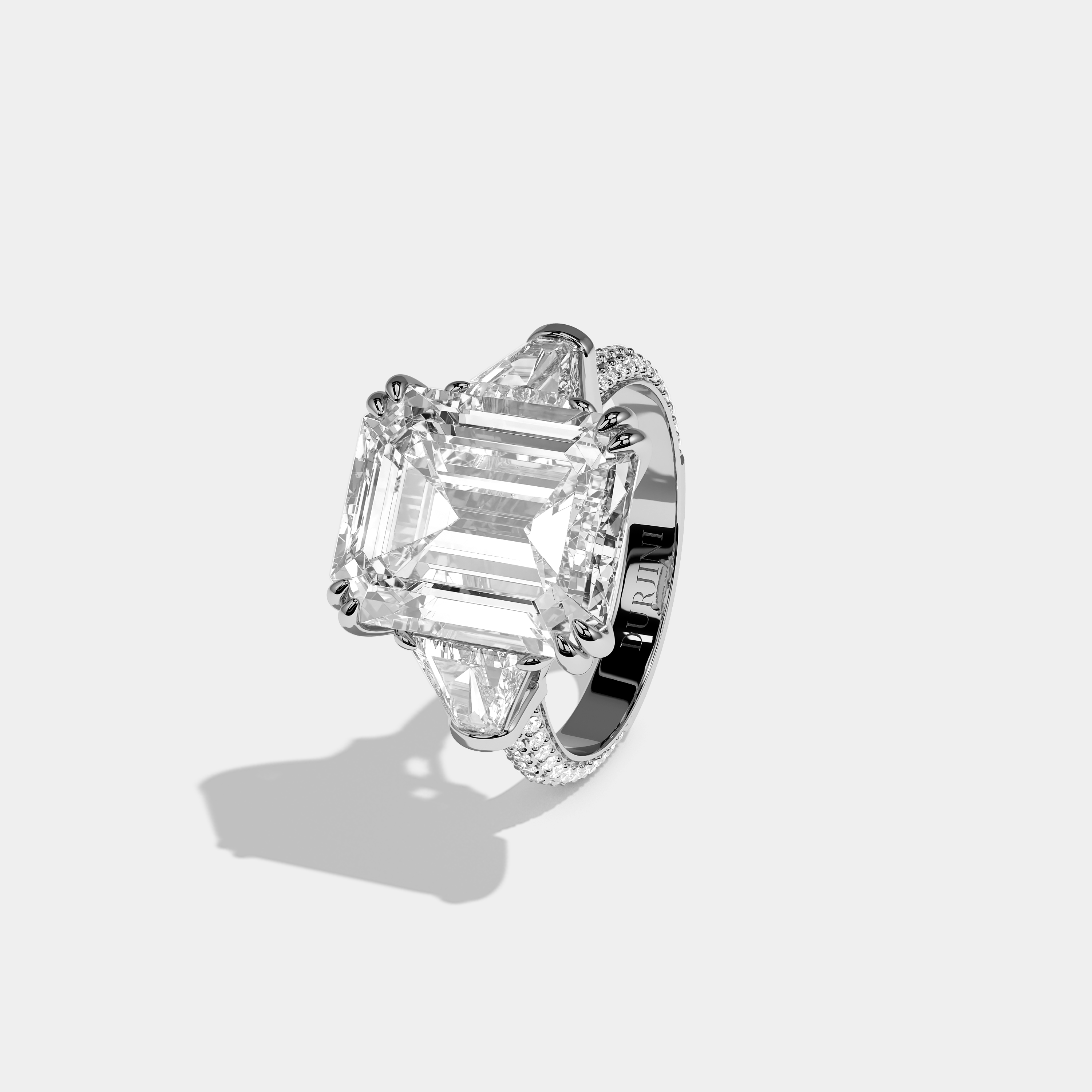 Left View – Kurbãni Durjini Delacour Pureté Emerald Halo Diamond Ring