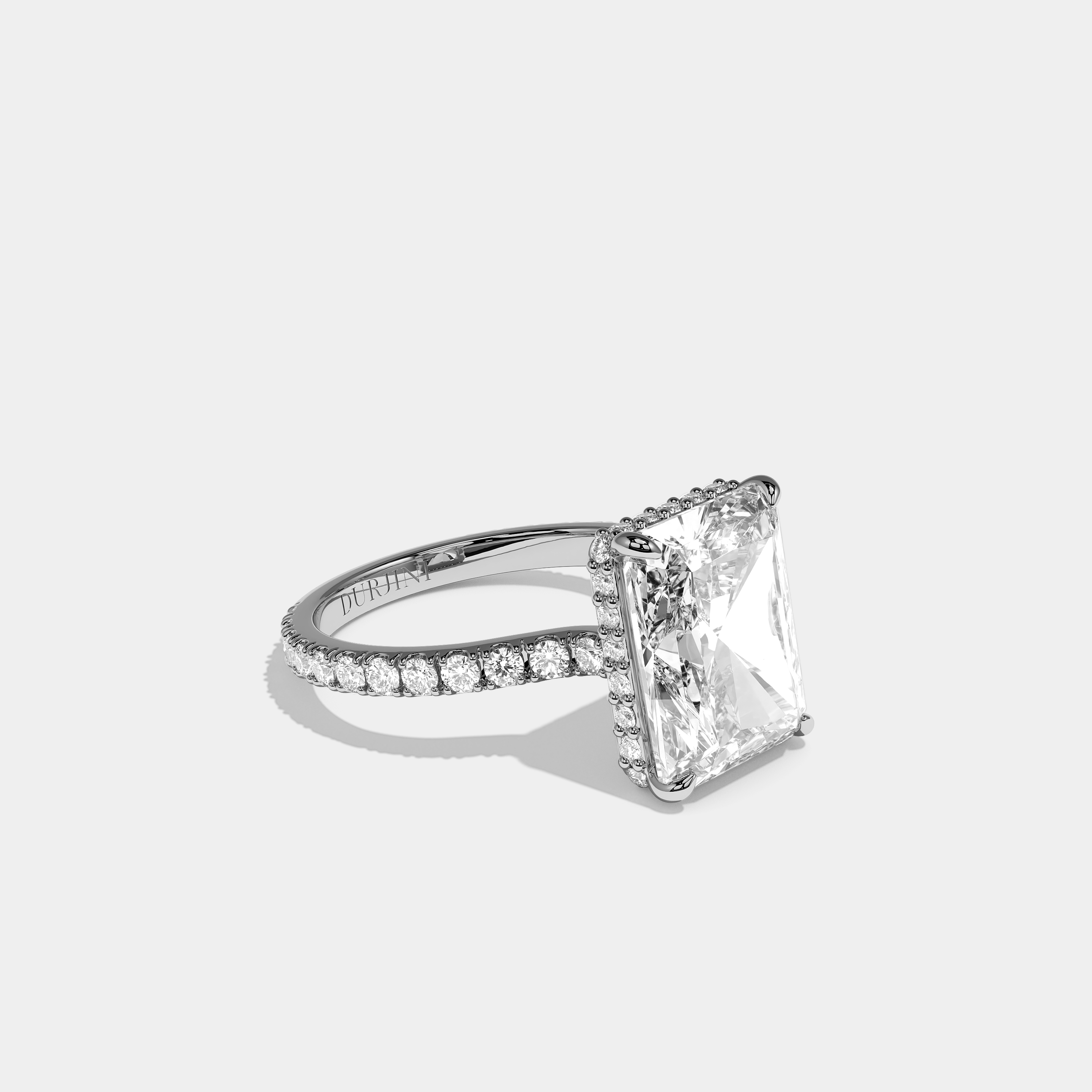 Right View – Kurbãni Durjini Florin Evanesce Diamond Radiant Halo Engagement Ring White Gold