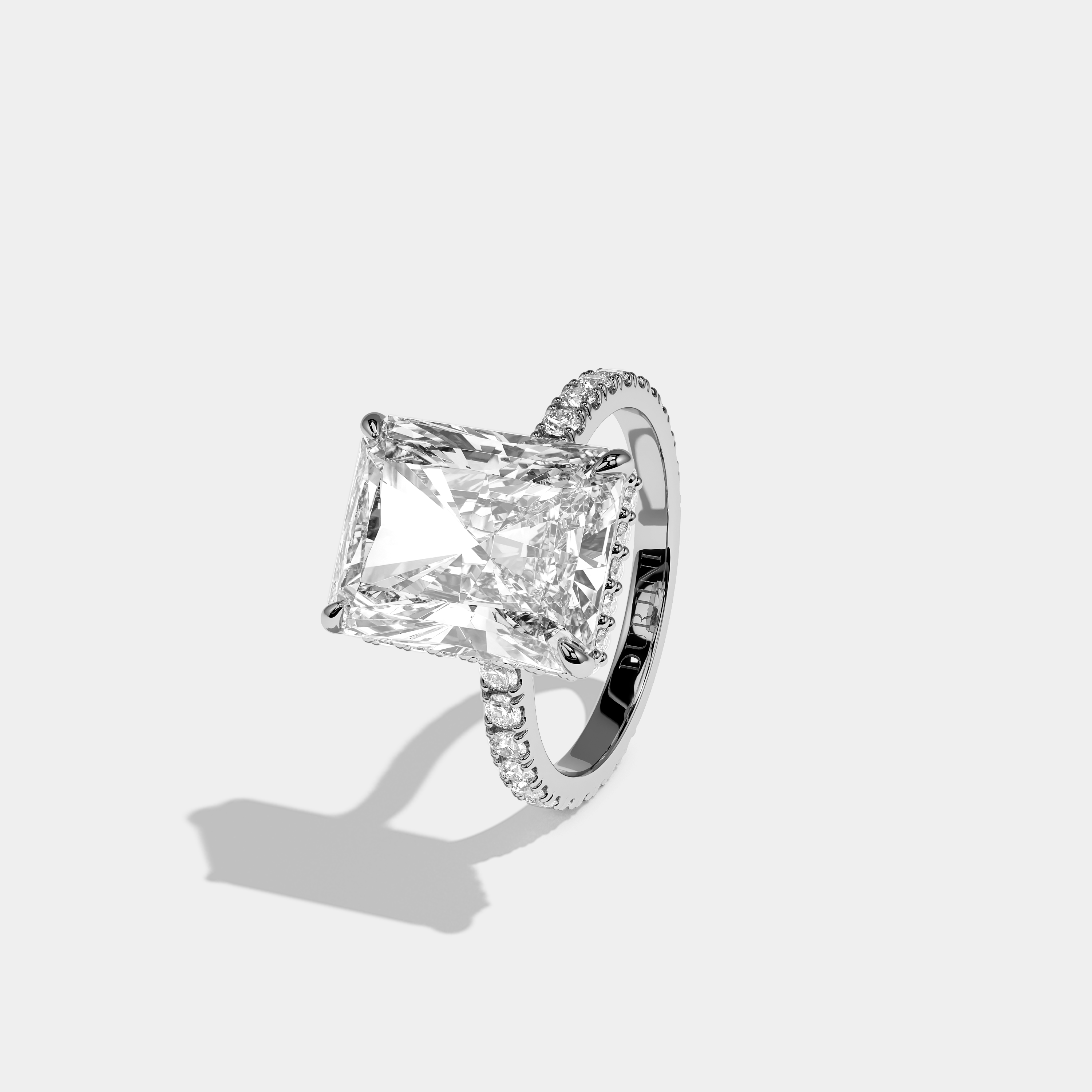 Left View – Kurbãni Durjini Florin Evanesce Diamond Radiant Halo Engagement Ring White Gold