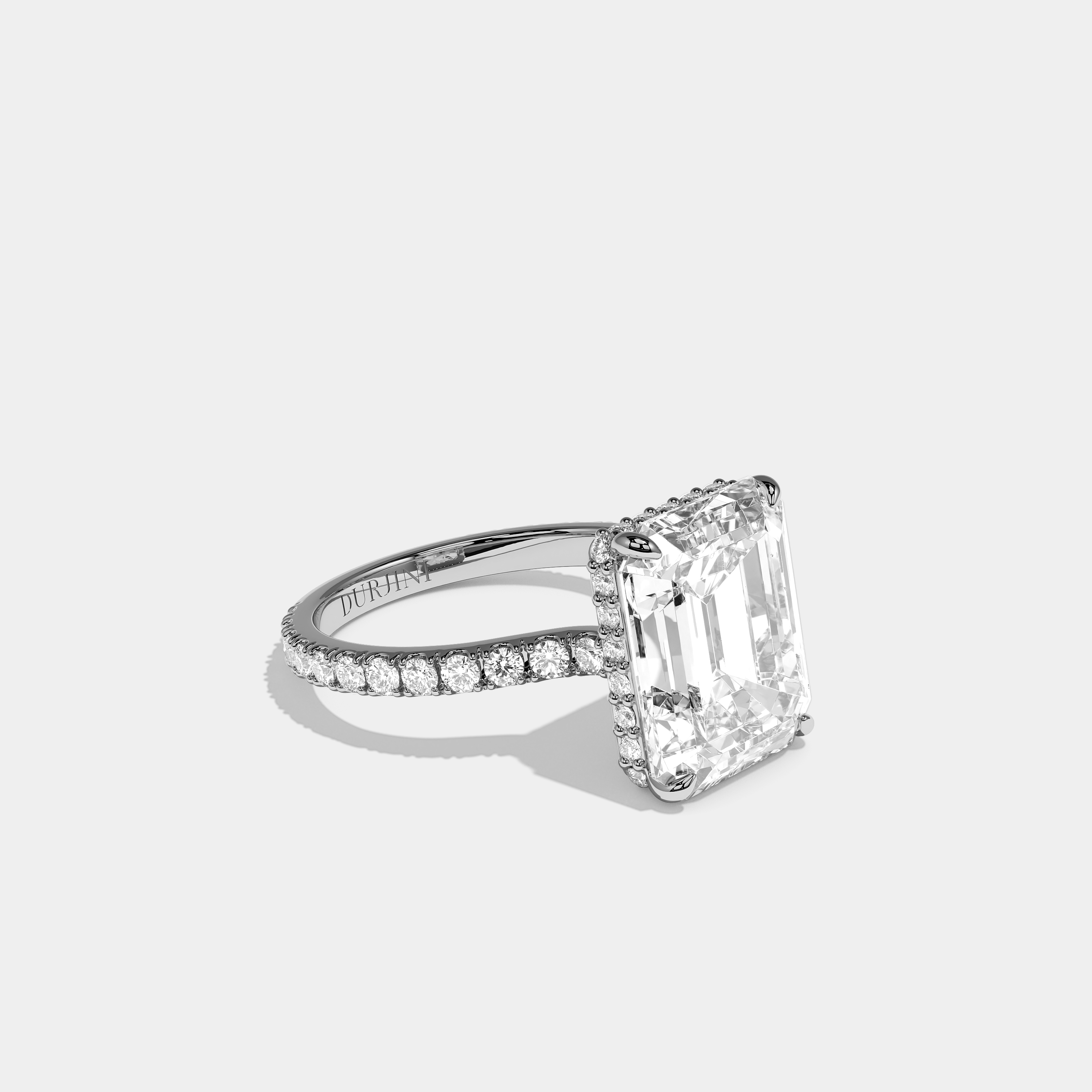 Right View – Kurbãni Durjini Florin Evanesce Diamond Emerald Halo Engagement Ring