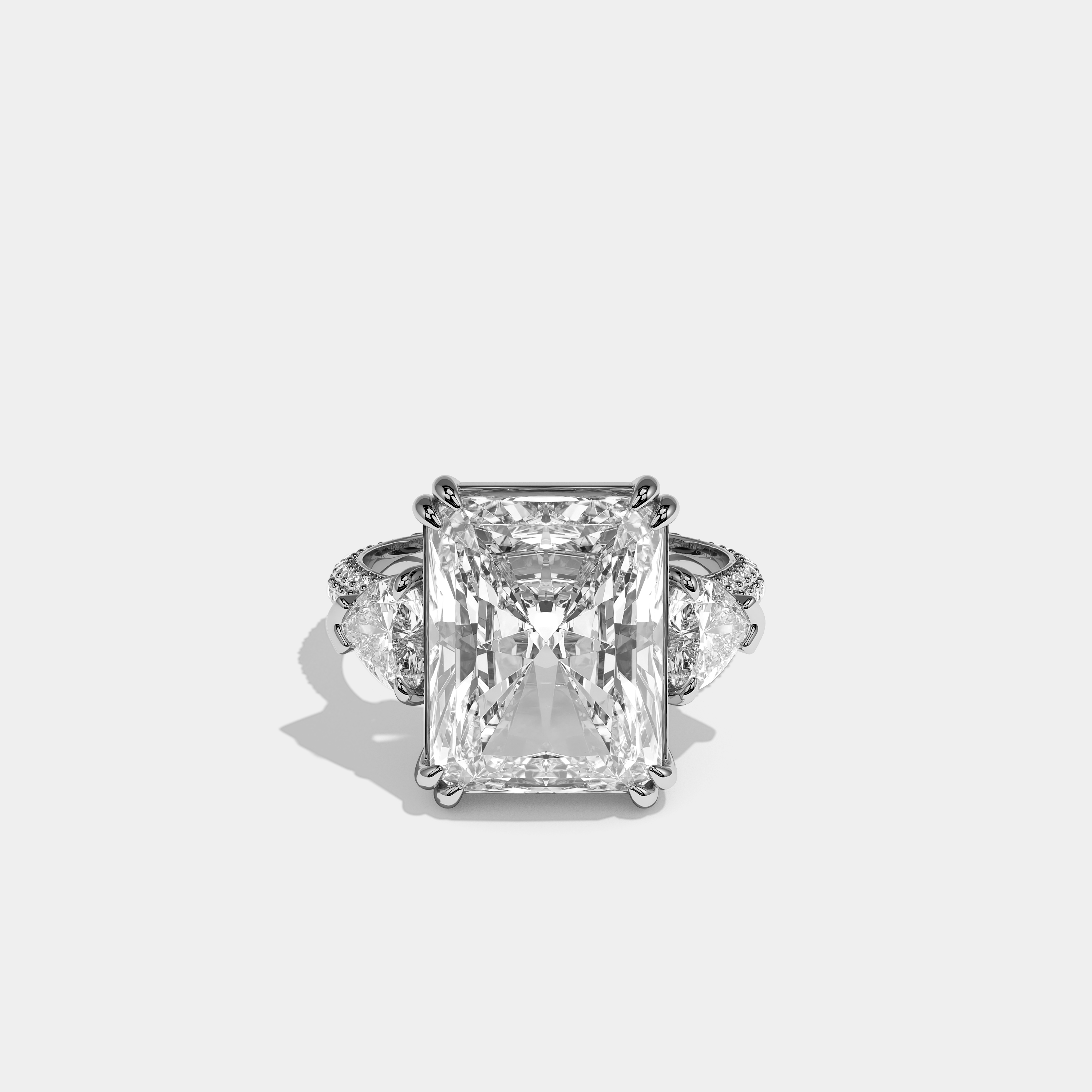 Aubry Celeste Diamond Radiant Halo Engagement Ring 18K White Gold 20.00c