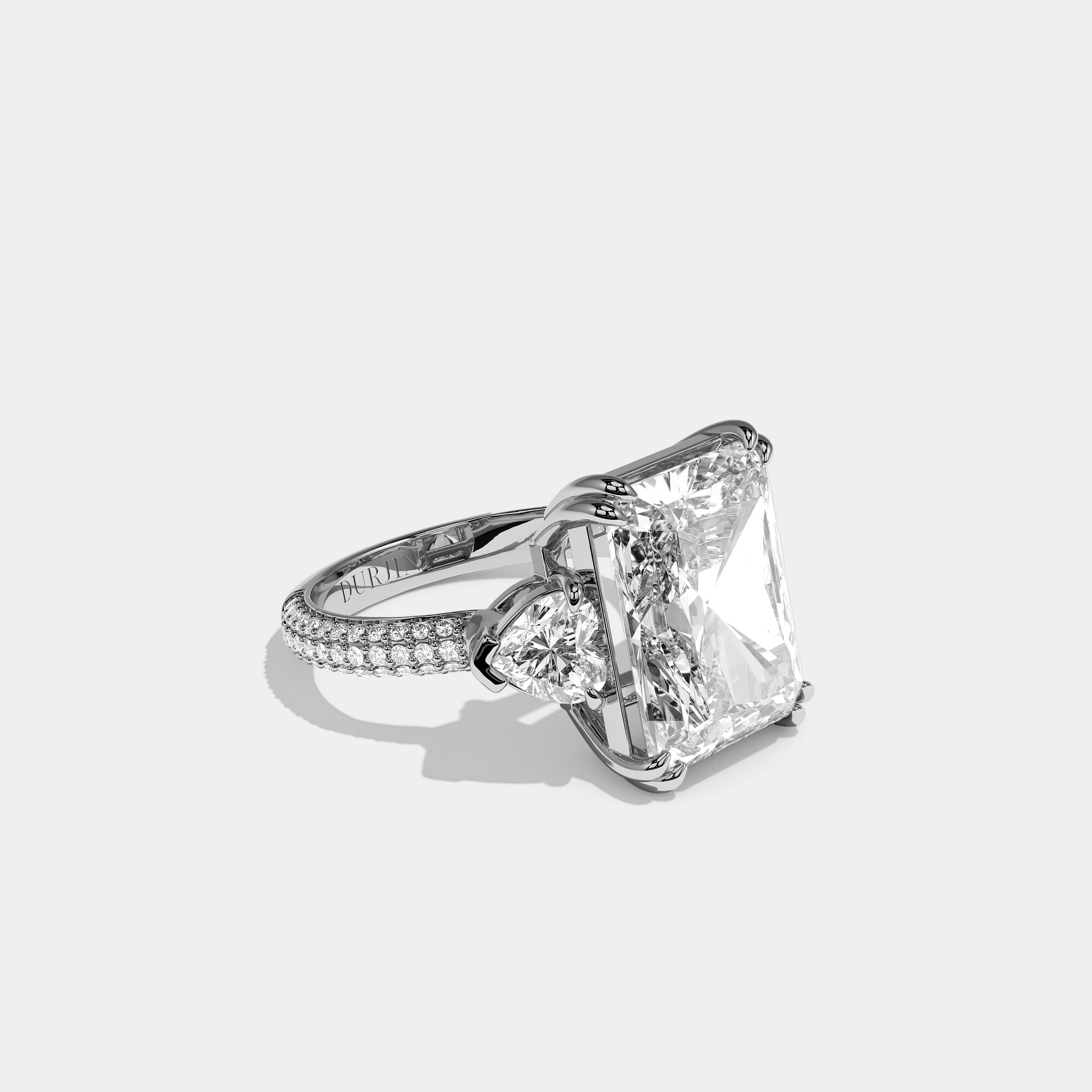 Left View – Kurbãni Durjini Aubry Celeste Diamond Radiant Halo Engagement Ring White Gold