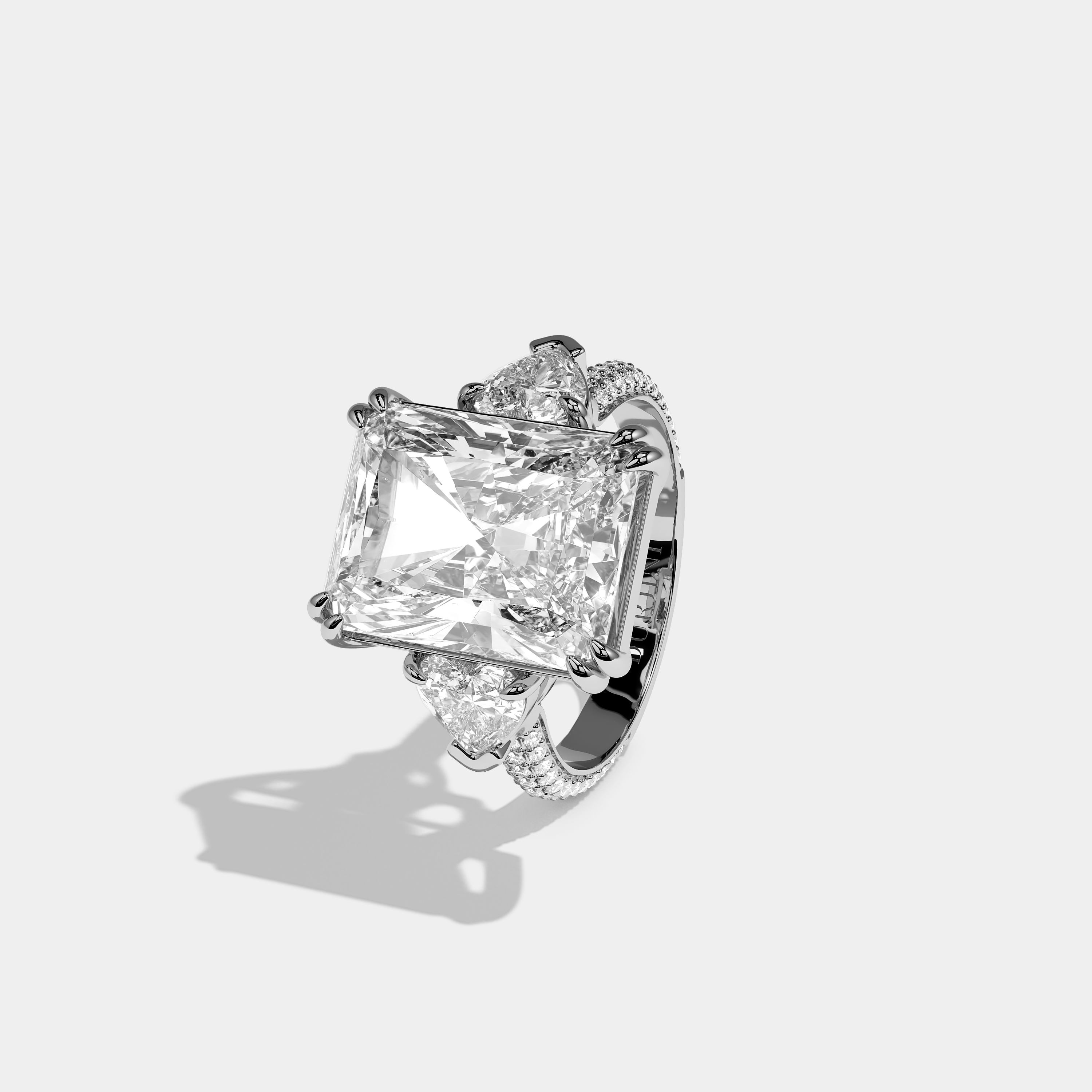 Right View – Kurbãni Durjini Aubry Celeste Diamond Radiant Halo Engagement Ring White Gold