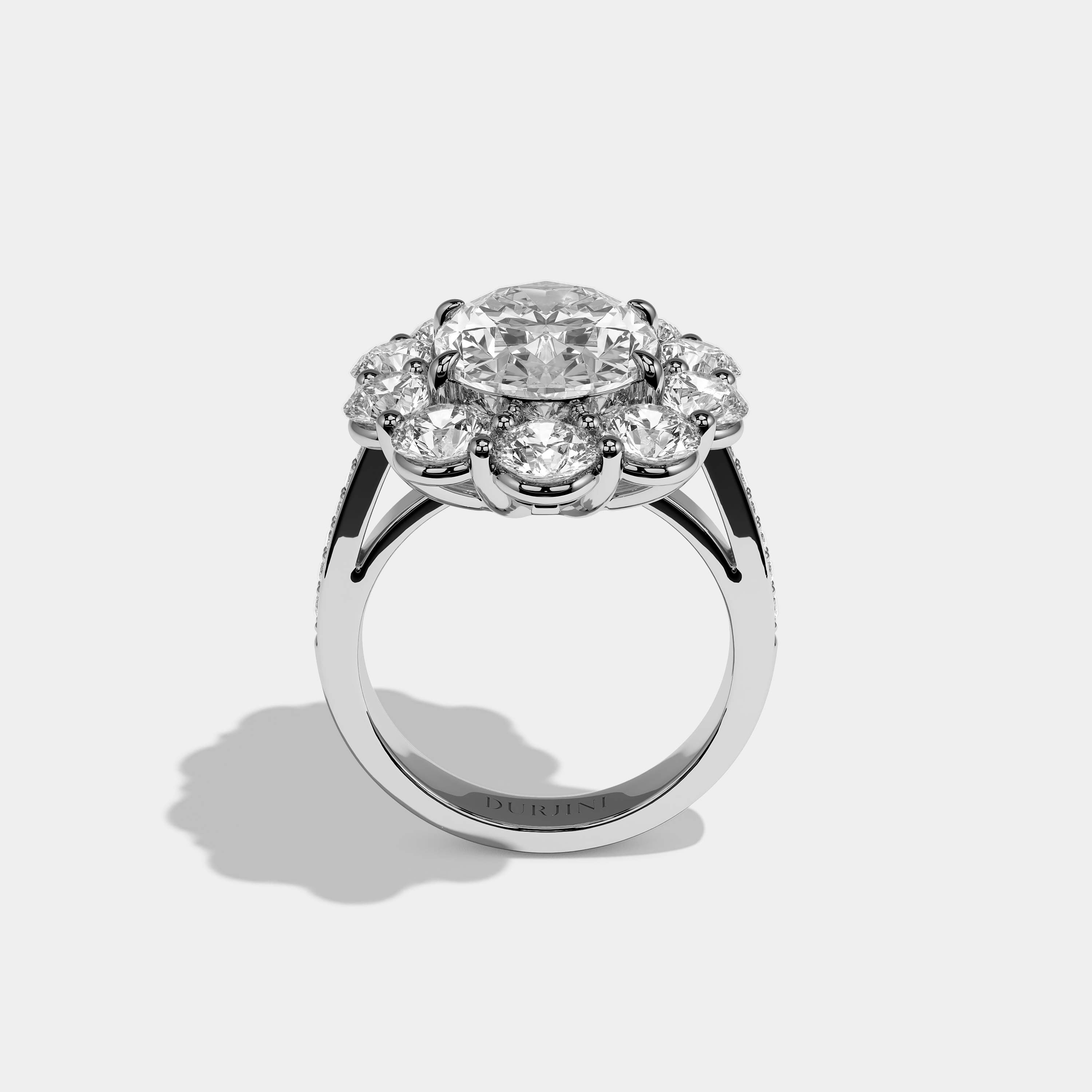 Marquise de Lys Diamond Oval Halo Engagement Ring 18K White Gold 20.00ct