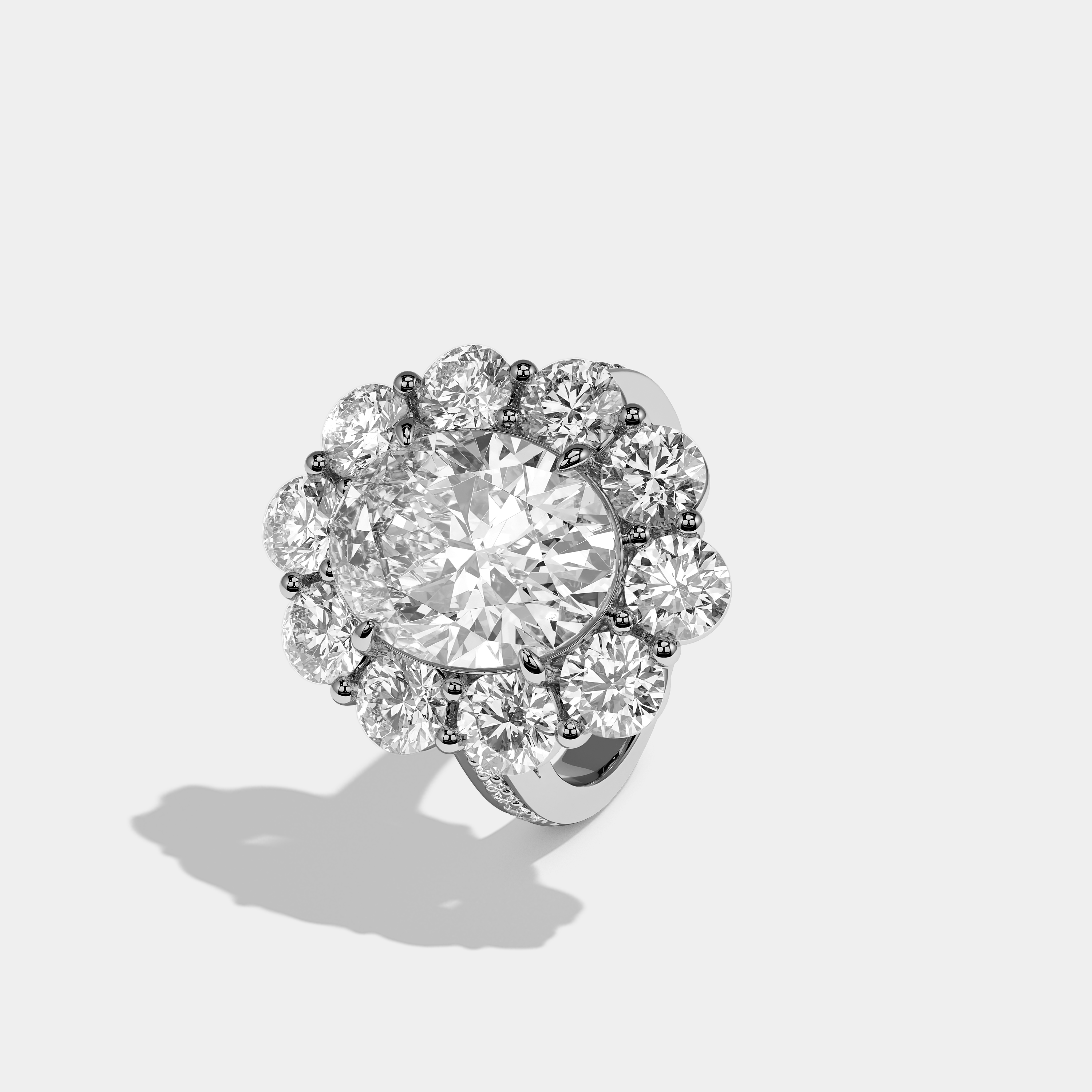 Left View – Kurbãni Durjini Marquise de Lys Diamond Oval Halo Engagement Ring White Gold
