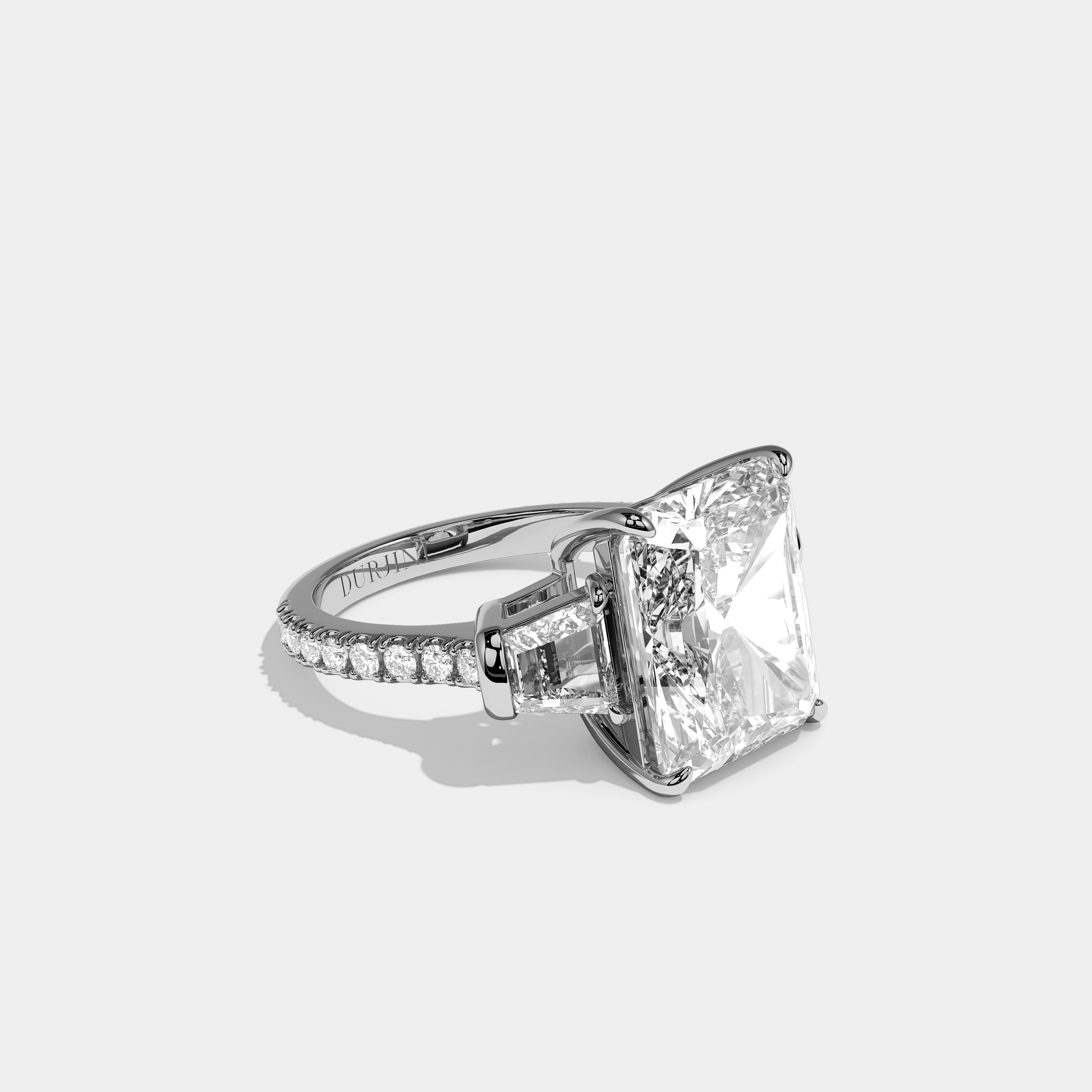 Chevalier d’Argent Diamond Radiant Halo Engagement Ring 18K White Gold 14.50ct