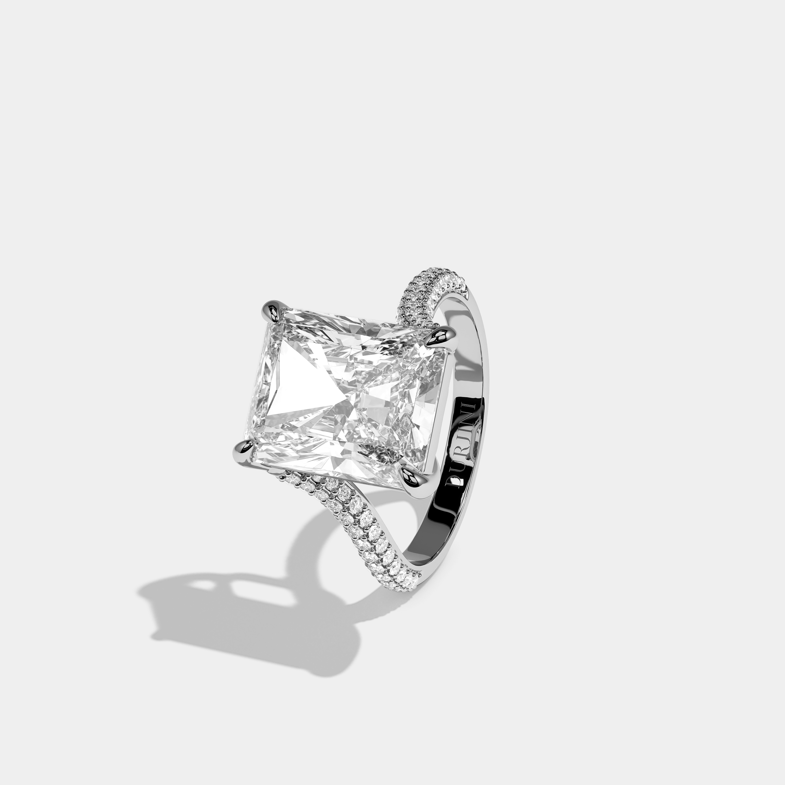 Left View – Kurbãni Durjini Comtesse Verelle Diamond Radiant Engagement Ring White Gold