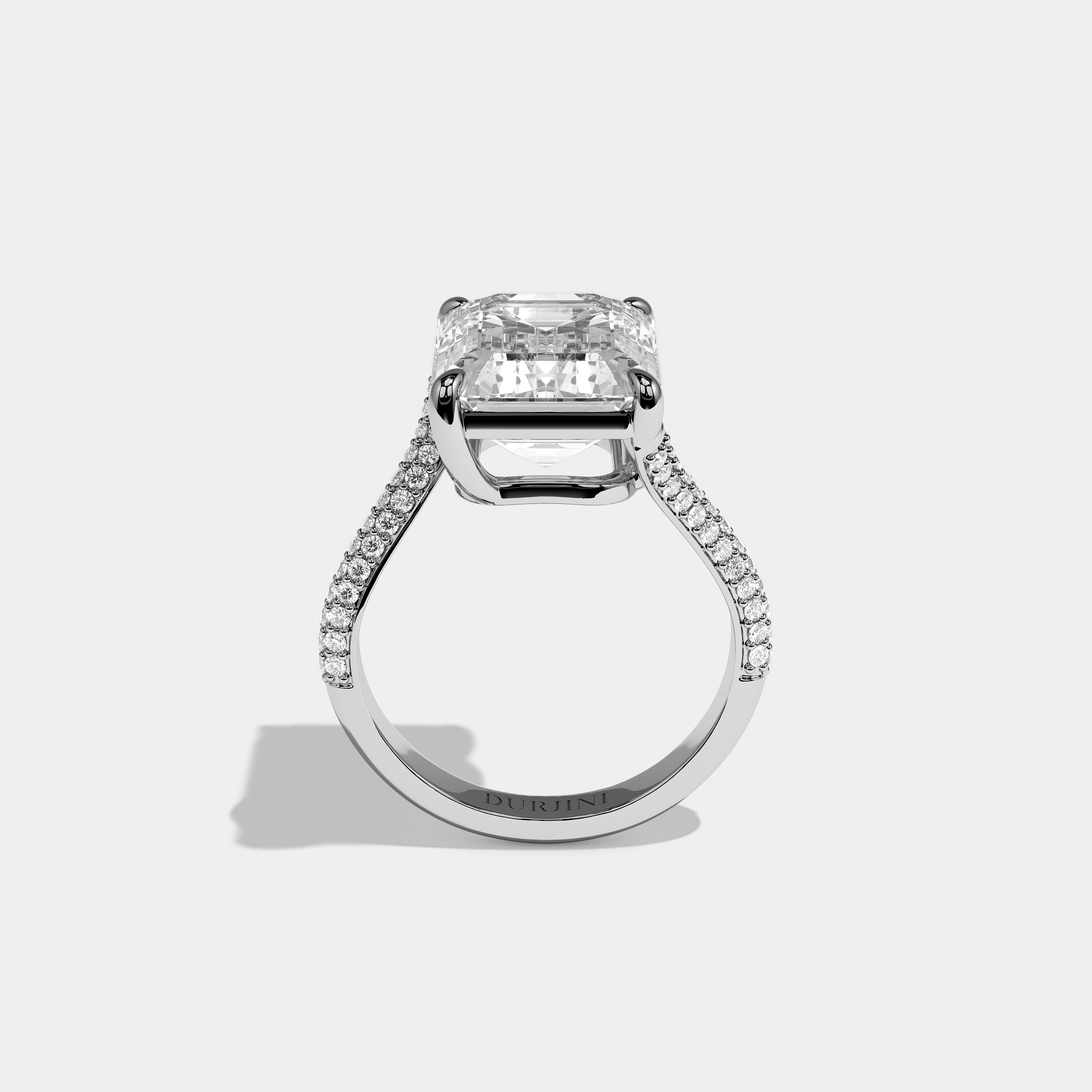 Comtesse Verelle Diamond Emerald Engagement Ring 18K White Gold 10.00ct