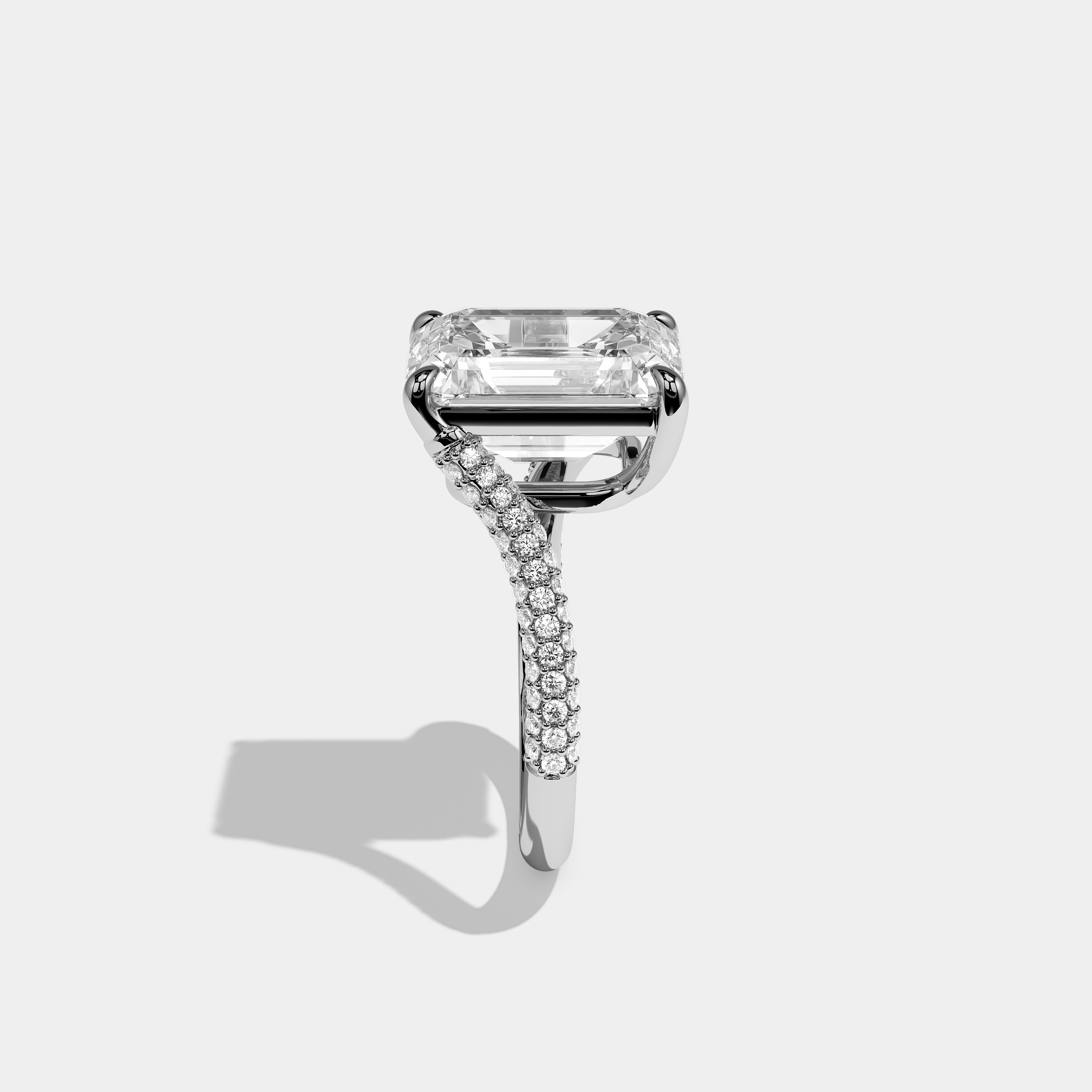 Comtesse Verelle Diamond Emerald Engagement Ring 18K White Gold 10.00ct