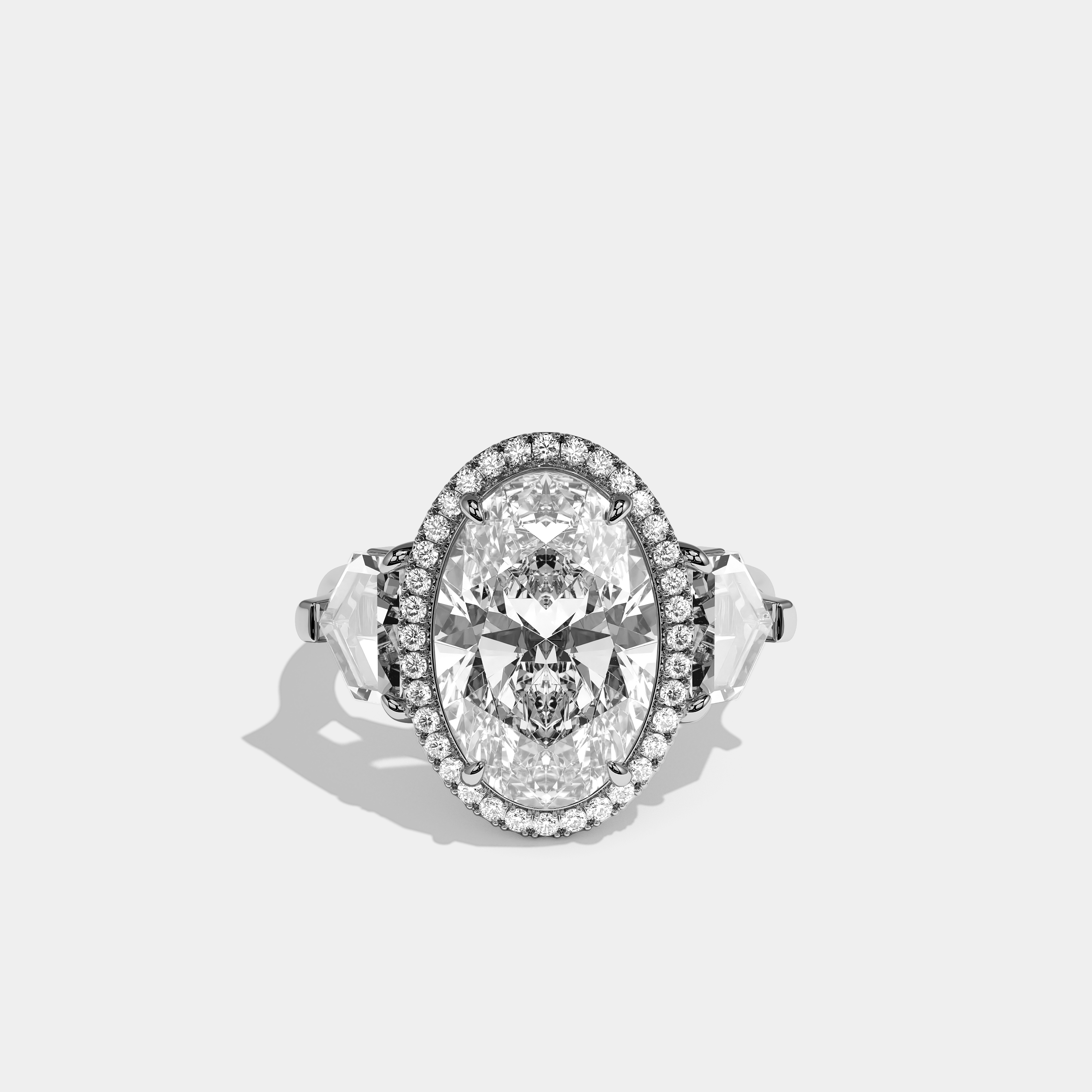 Vaudrieu Imperial Diamond Oval Halo Engagement Ring 18K White Gold 15.00ct