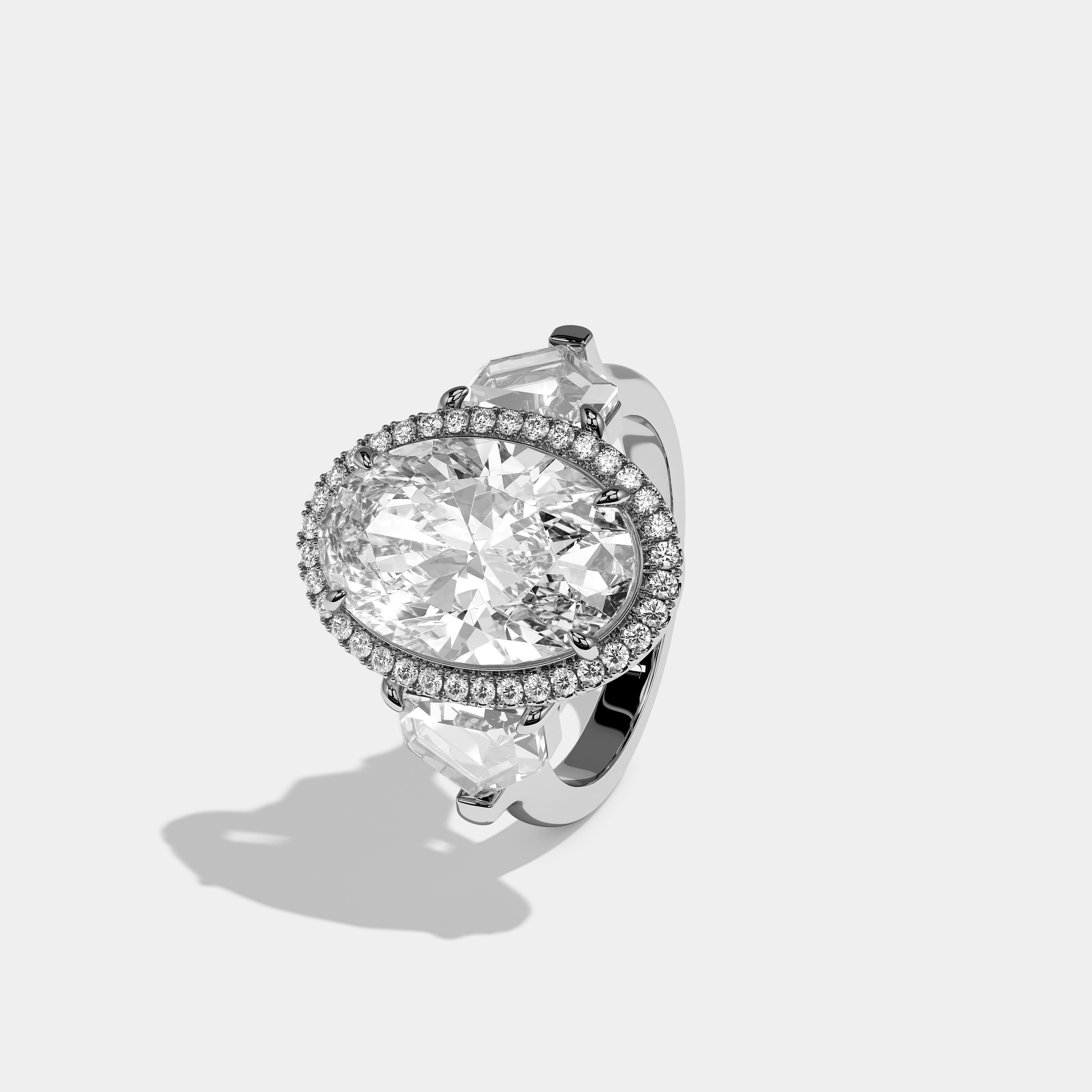 Left View – Kurbãni Durjini Vaudrieu Imperial Diamond Oval Halo Engagement Ring White Gold
