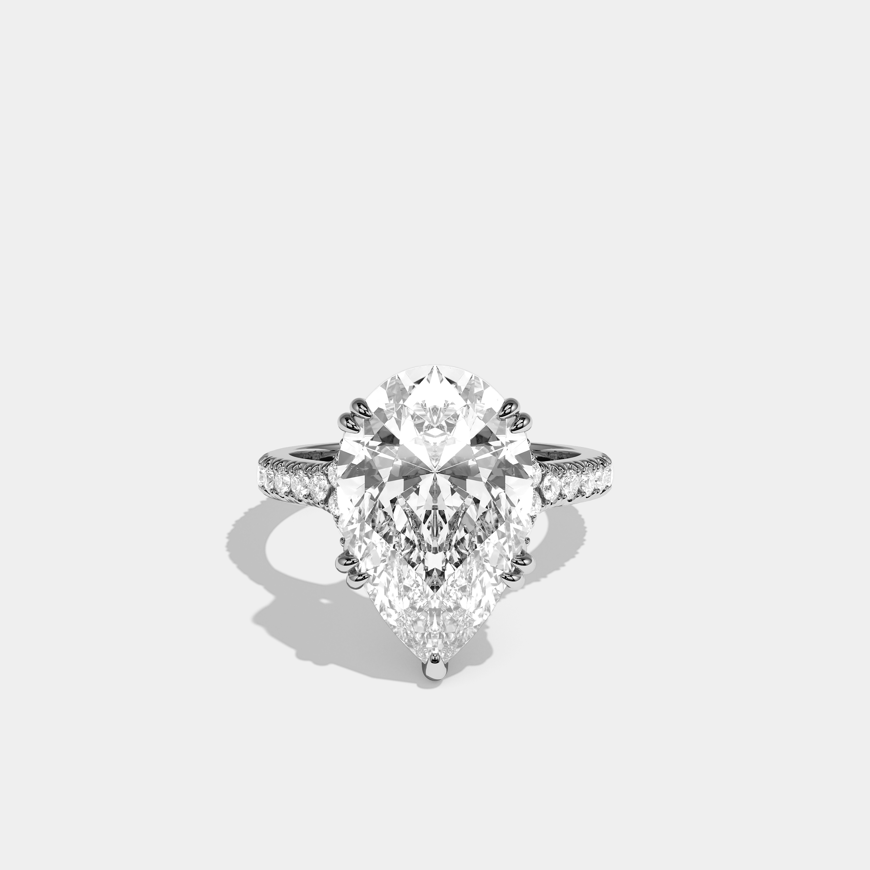 Rochefort Souverain Diamond Pear Halo Engagement Ring 18K White Gold 12.00ct