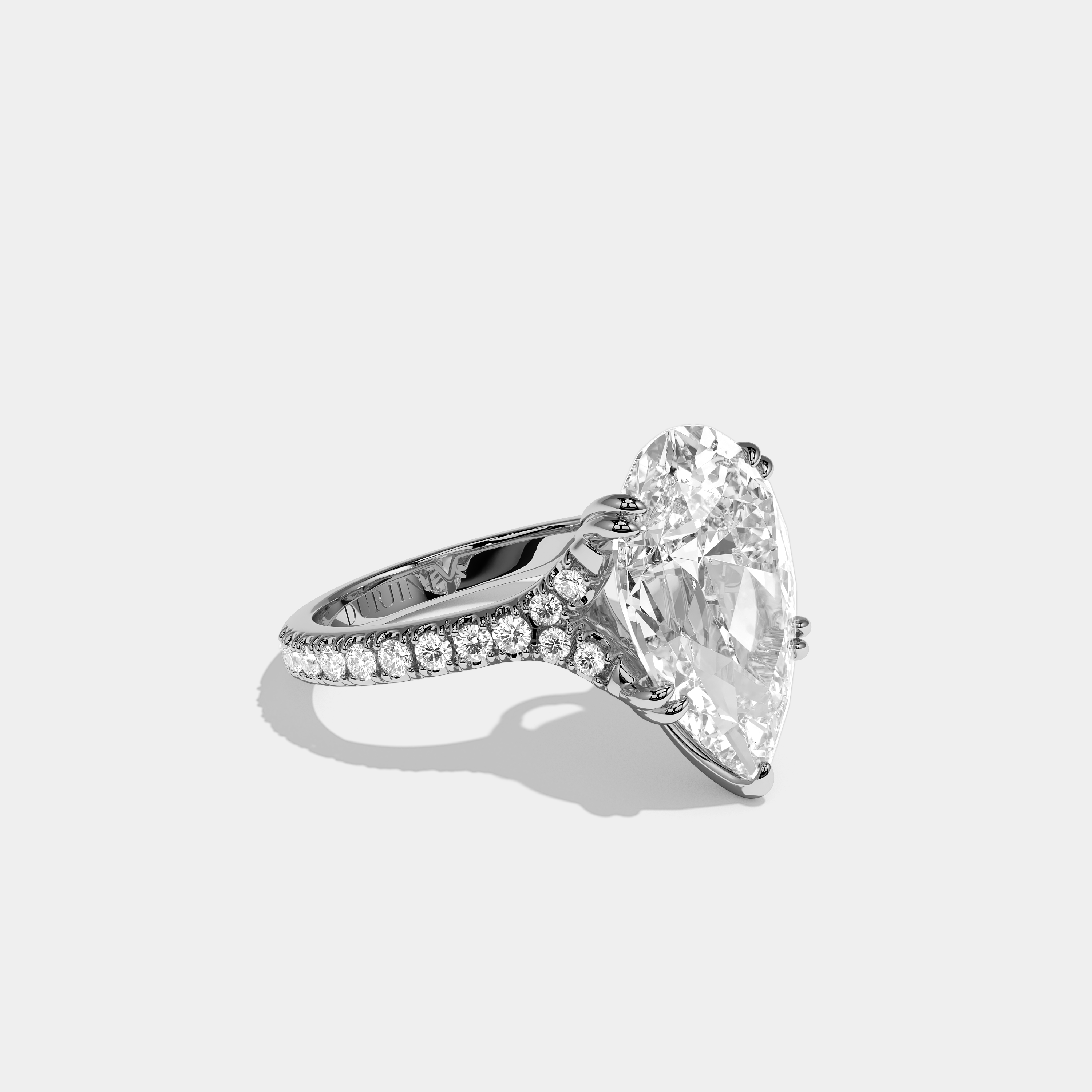 Rochefort Souverain Diamond Pear Halo Engagement Ring 18K White Gold 12.00ct