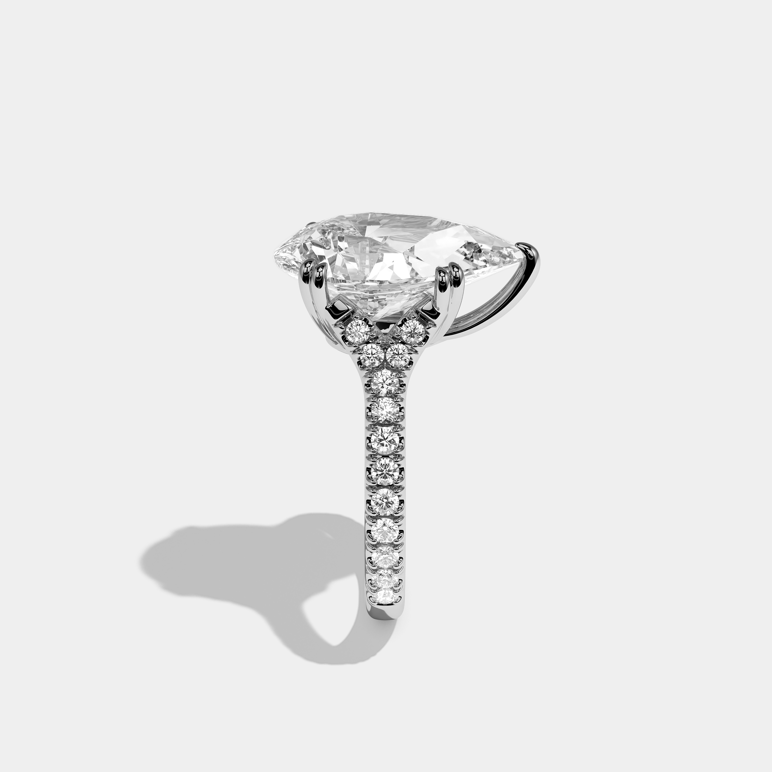 Rochefort Souverain Diamond Pear Halo Engagement Ring 18K White Gold 12.00ct