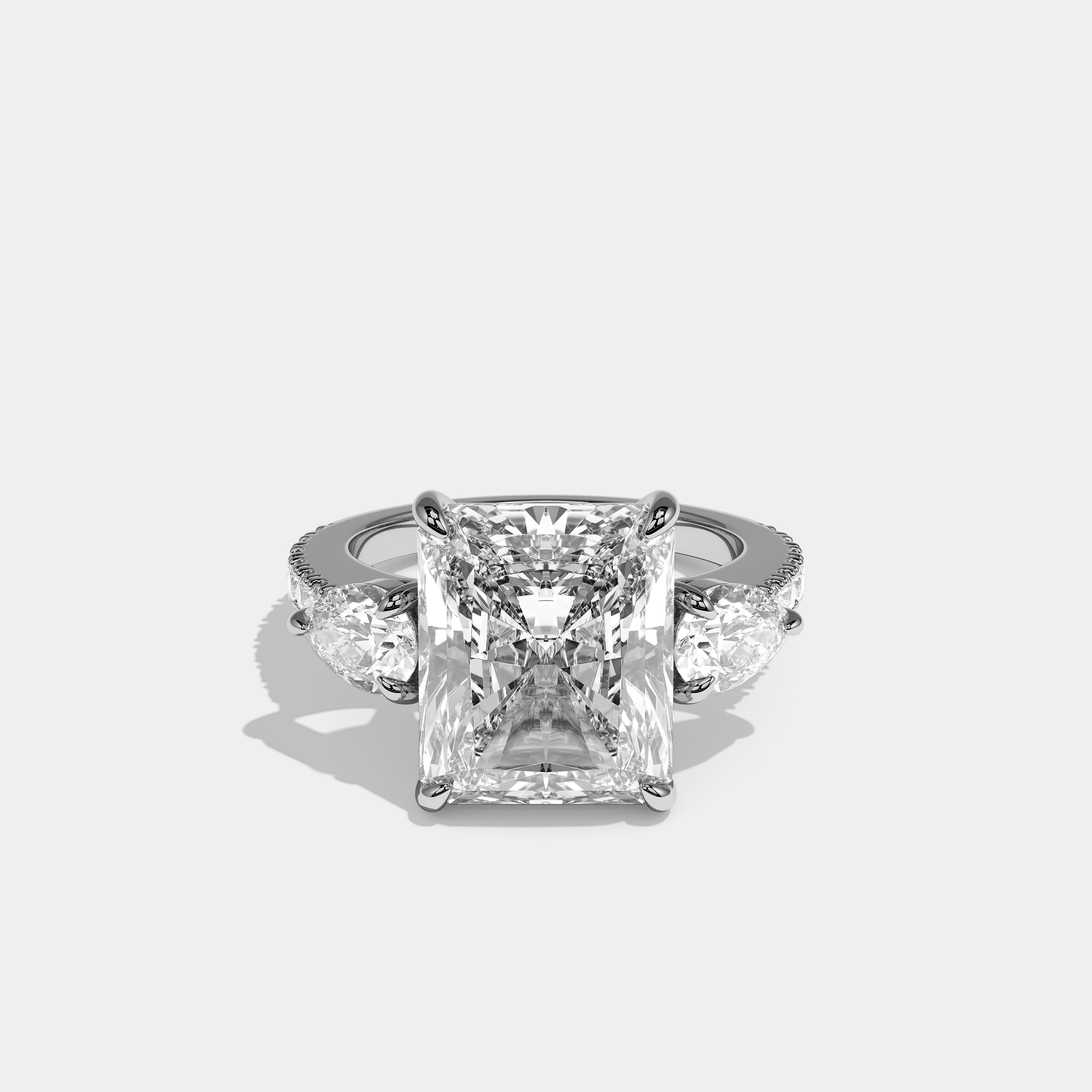 Front View – Kurbãni Durjini Aurelle Élan Diamond Radiant Halo Engagement Ring