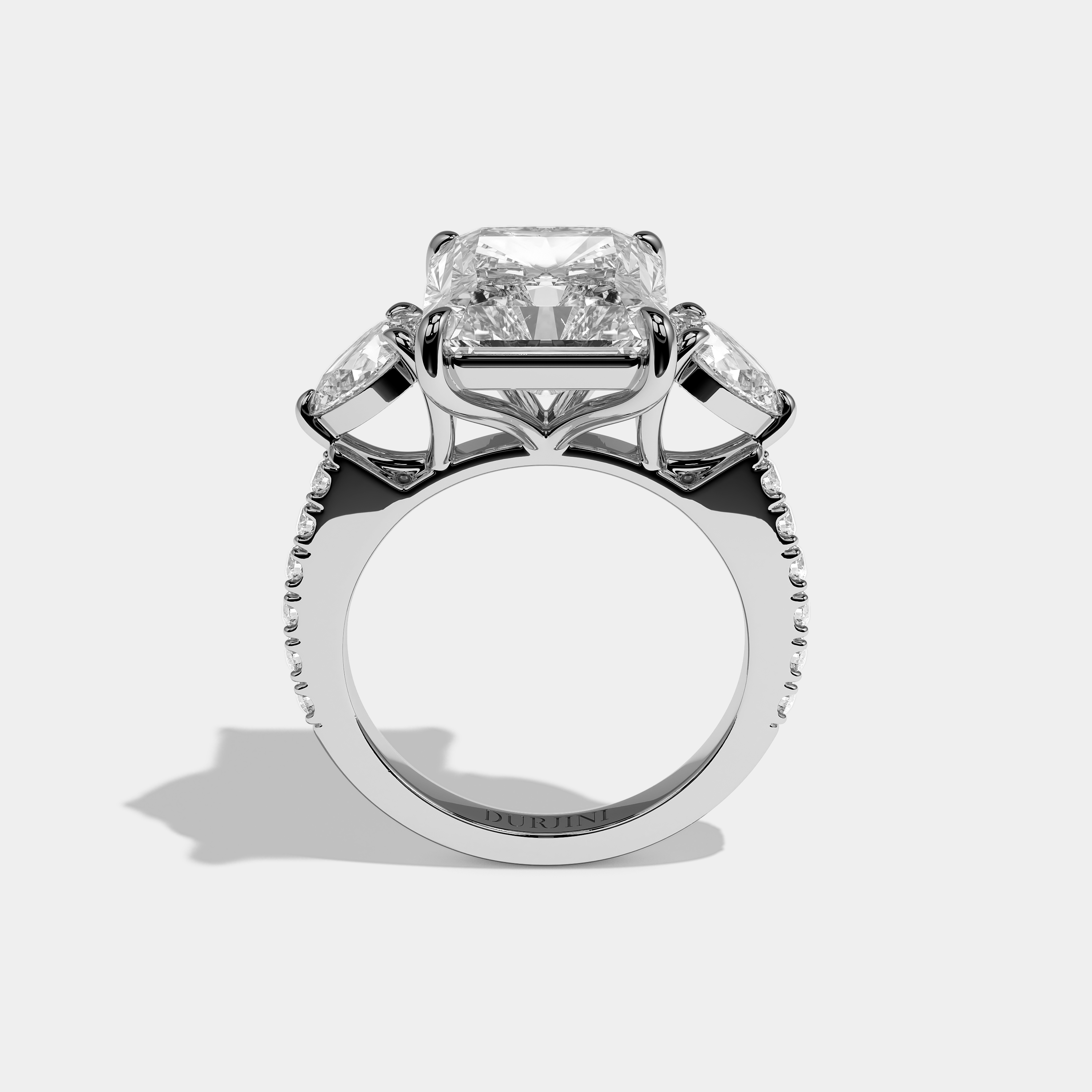 Full View – Kurbãni Durjini Aurelle Élan Diamond Radiant Halo Engagement Ring