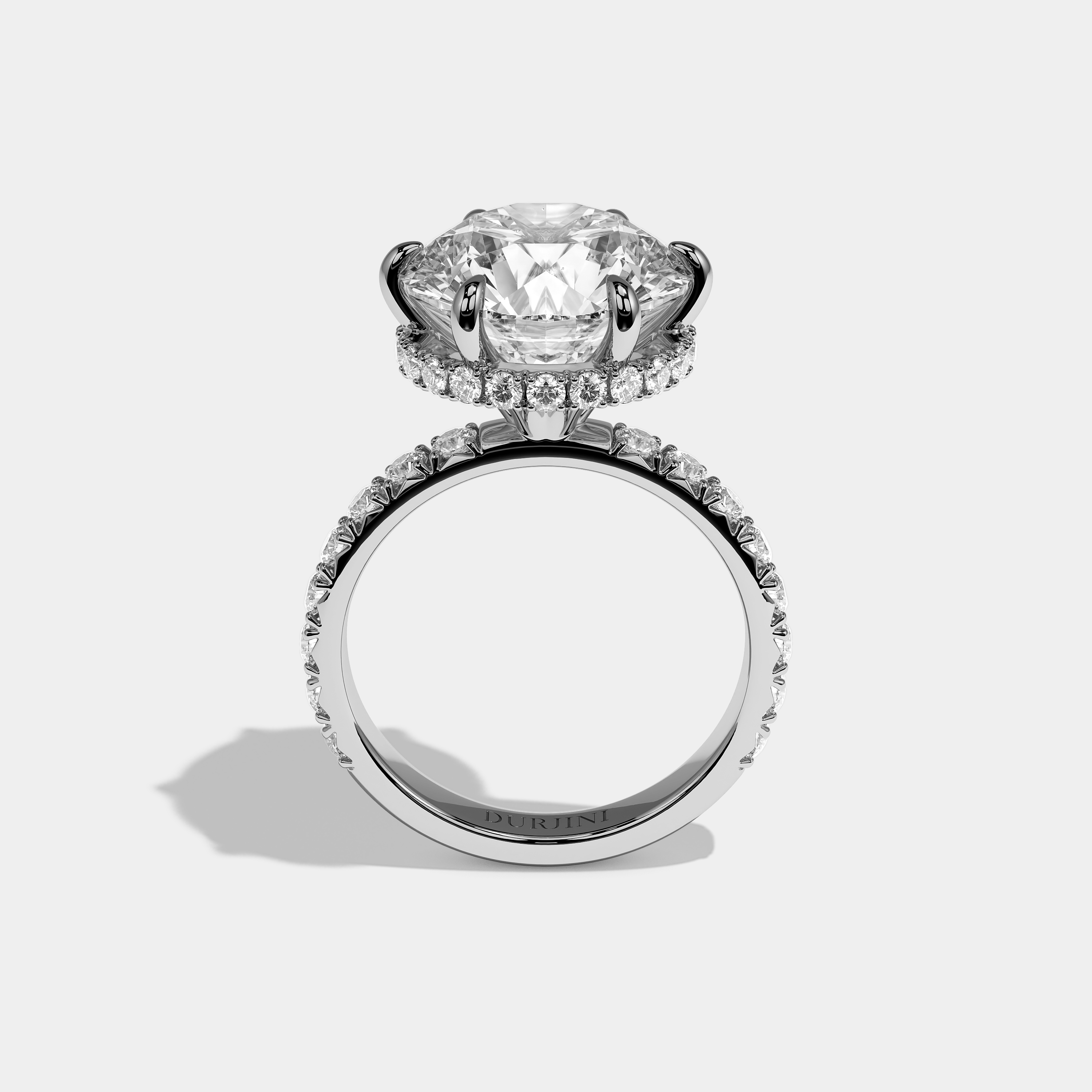 Full View – Kurbãni Durjini Corvane Éclat Diamond Round Brilliant Halo Engagement Ring