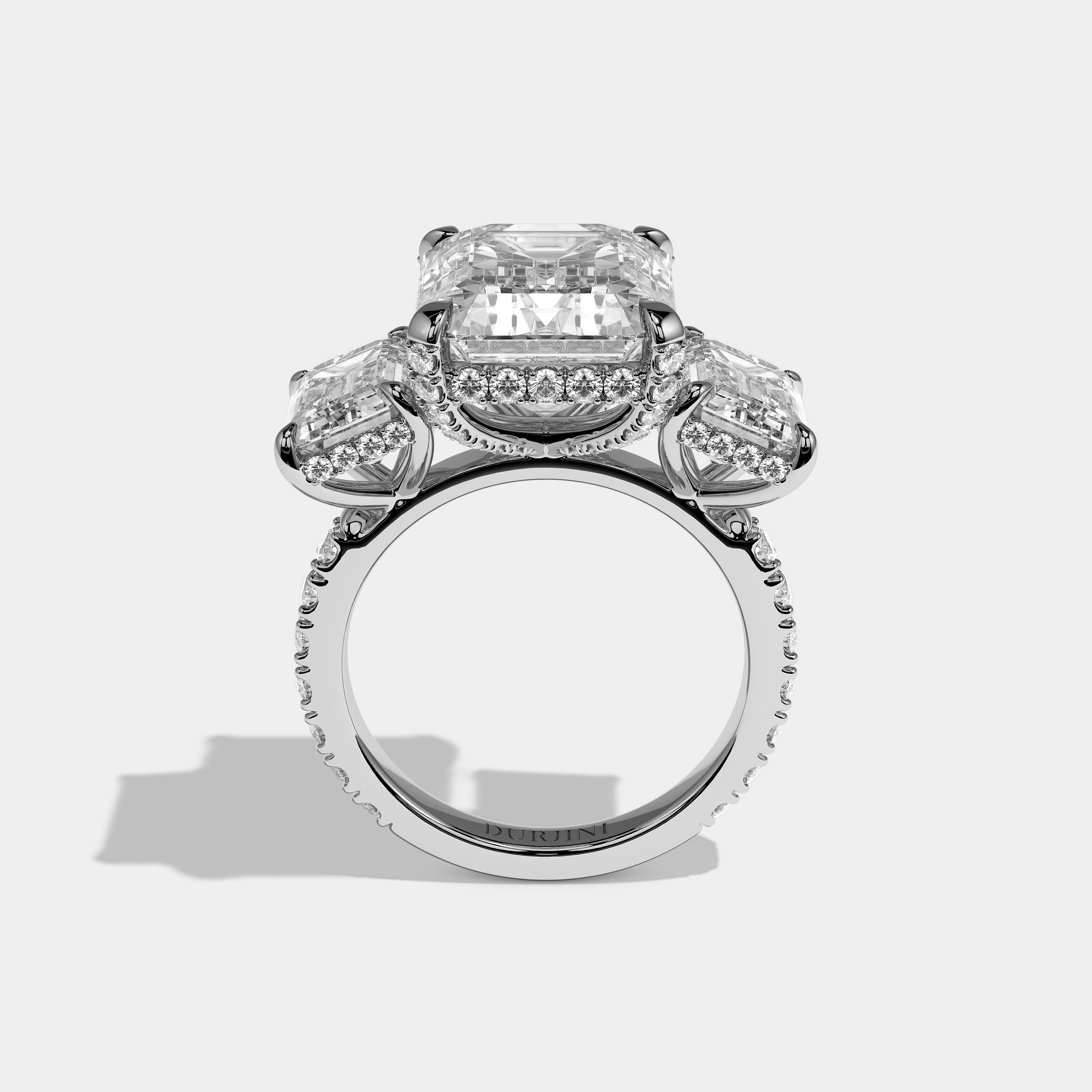 Full View – Kurbãni Durjini Marcellin Éclat Diamond Emerald Halo Engagement Ring