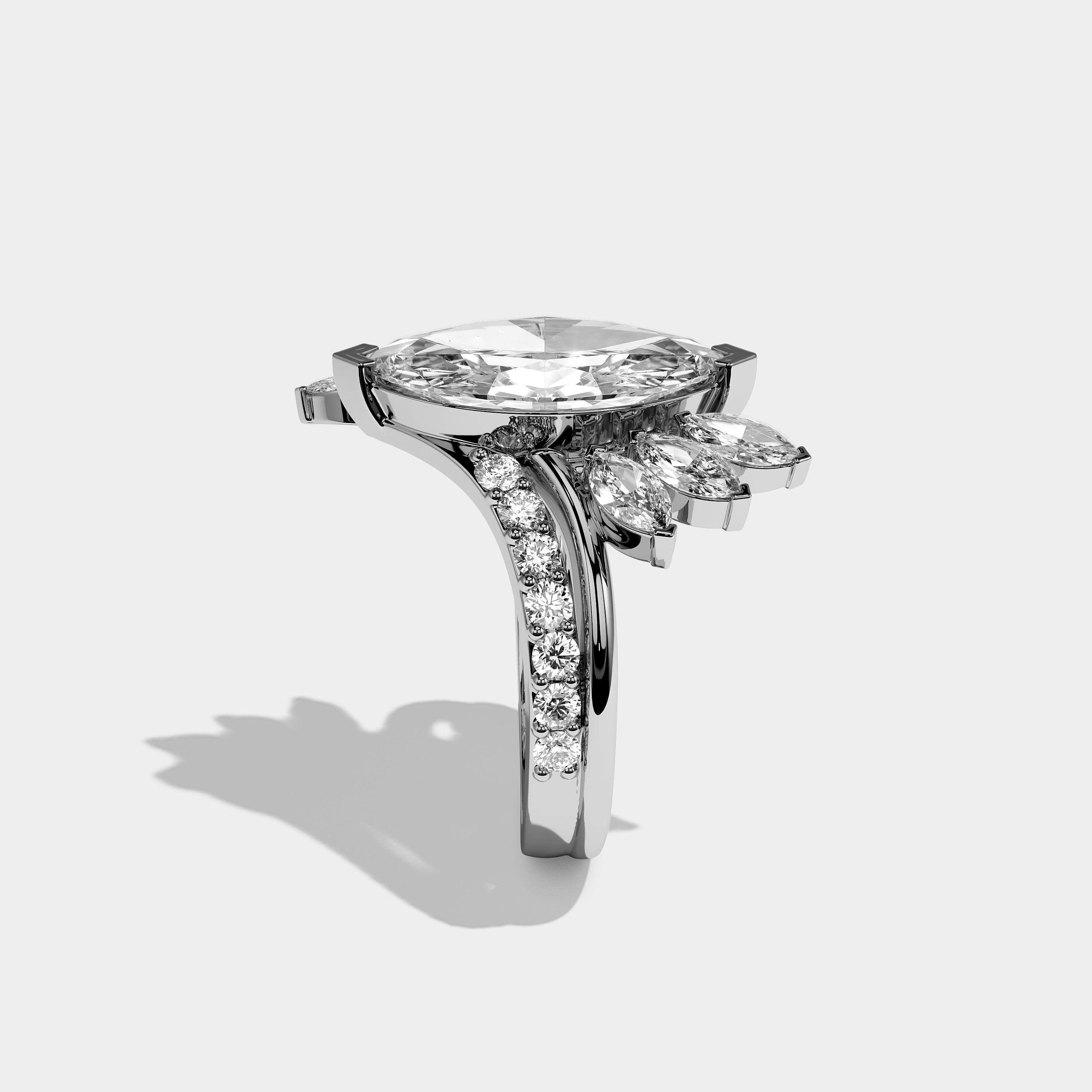 Side View – Kurbãni Durjini Bellorin Éclat Diamond Marquise Engagement Ring