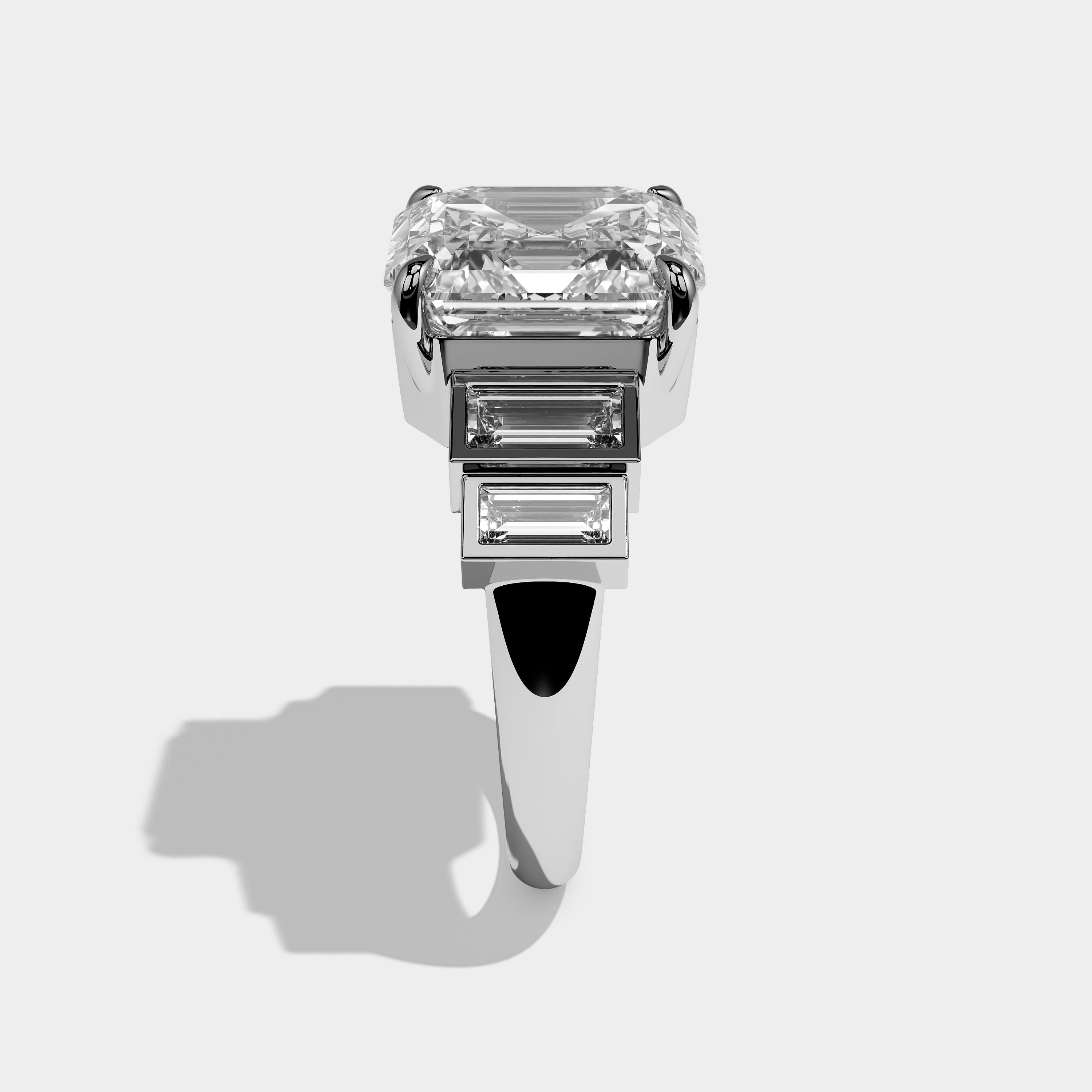 Alaric Elan Diamond Asscher Engagement Ring 18K White Gold 16.00ct