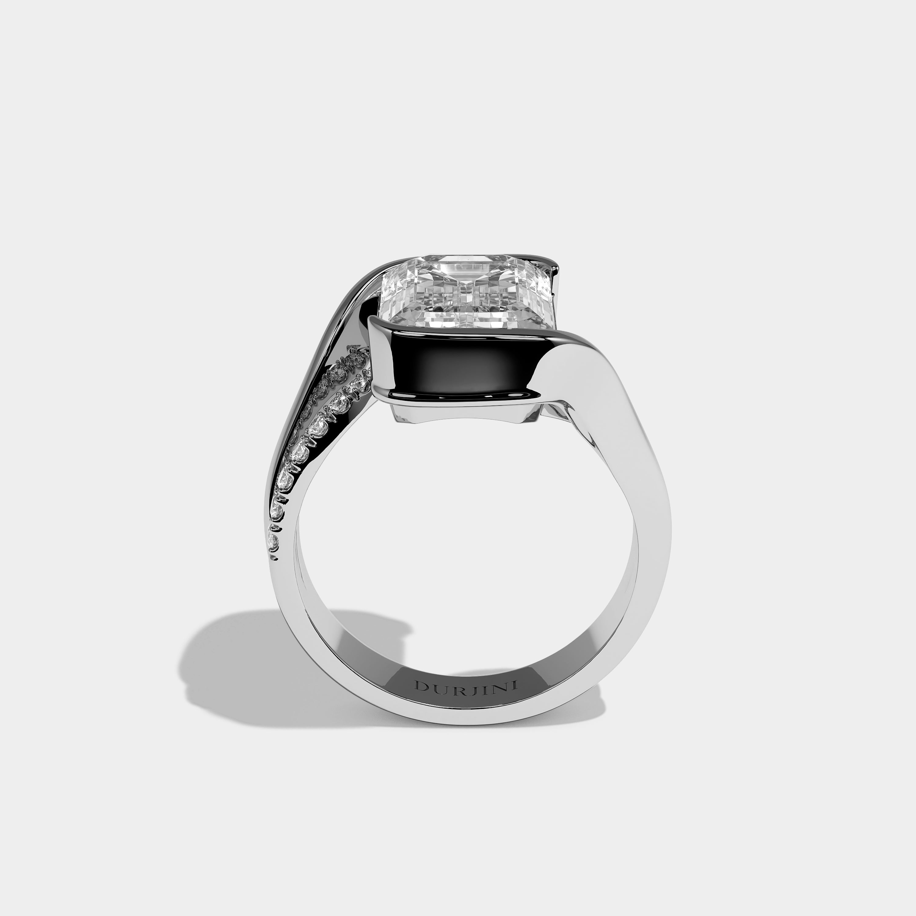 Full View – Kurbãni Durjini Virelle Étoile Diamond Emerald Engagement Ring