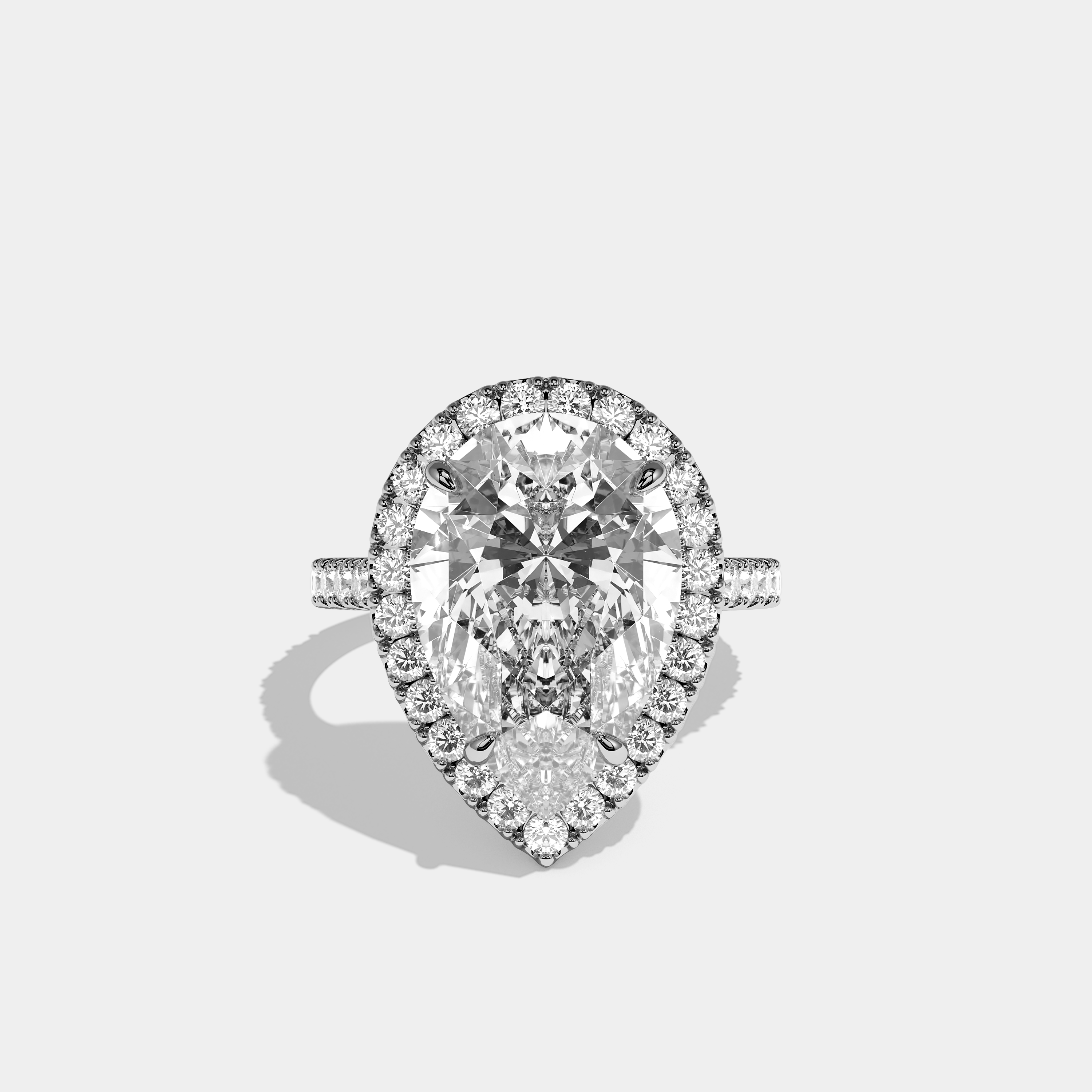 Valorin Éclat Diamond Pear Halo Engagement Ring 18K White Gold 20.00ct