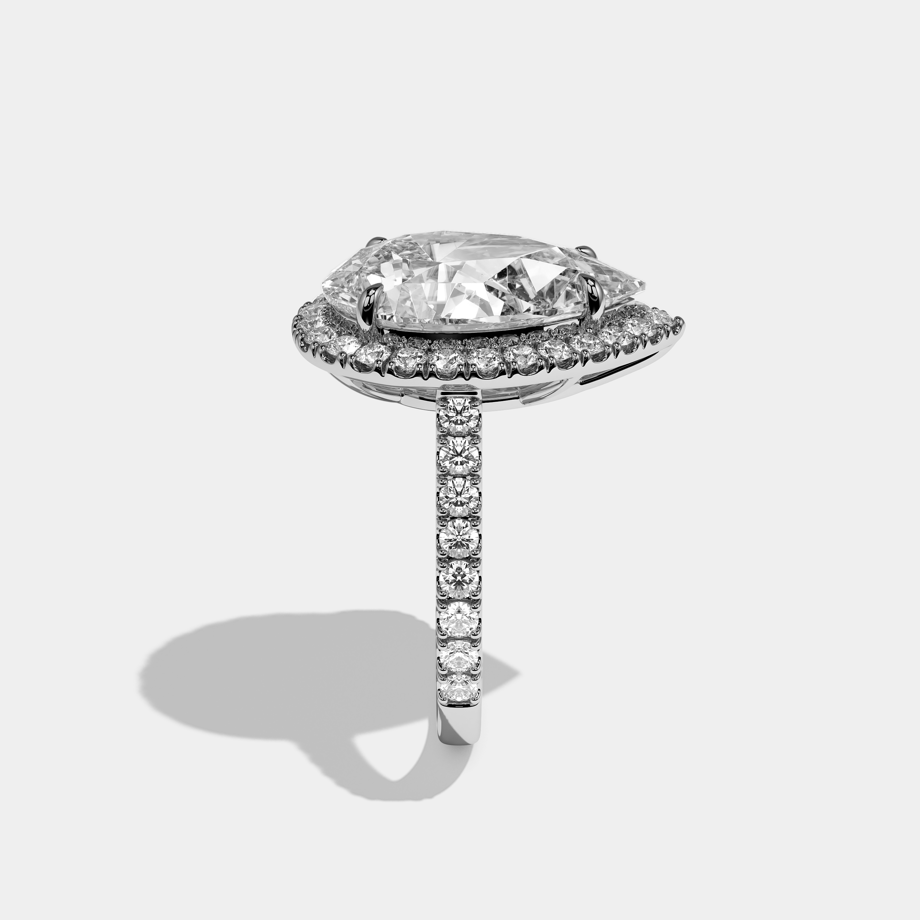 Valorin Éclat Diamond Pear Halo Engagement Ring 18K White Gold 20.00ct