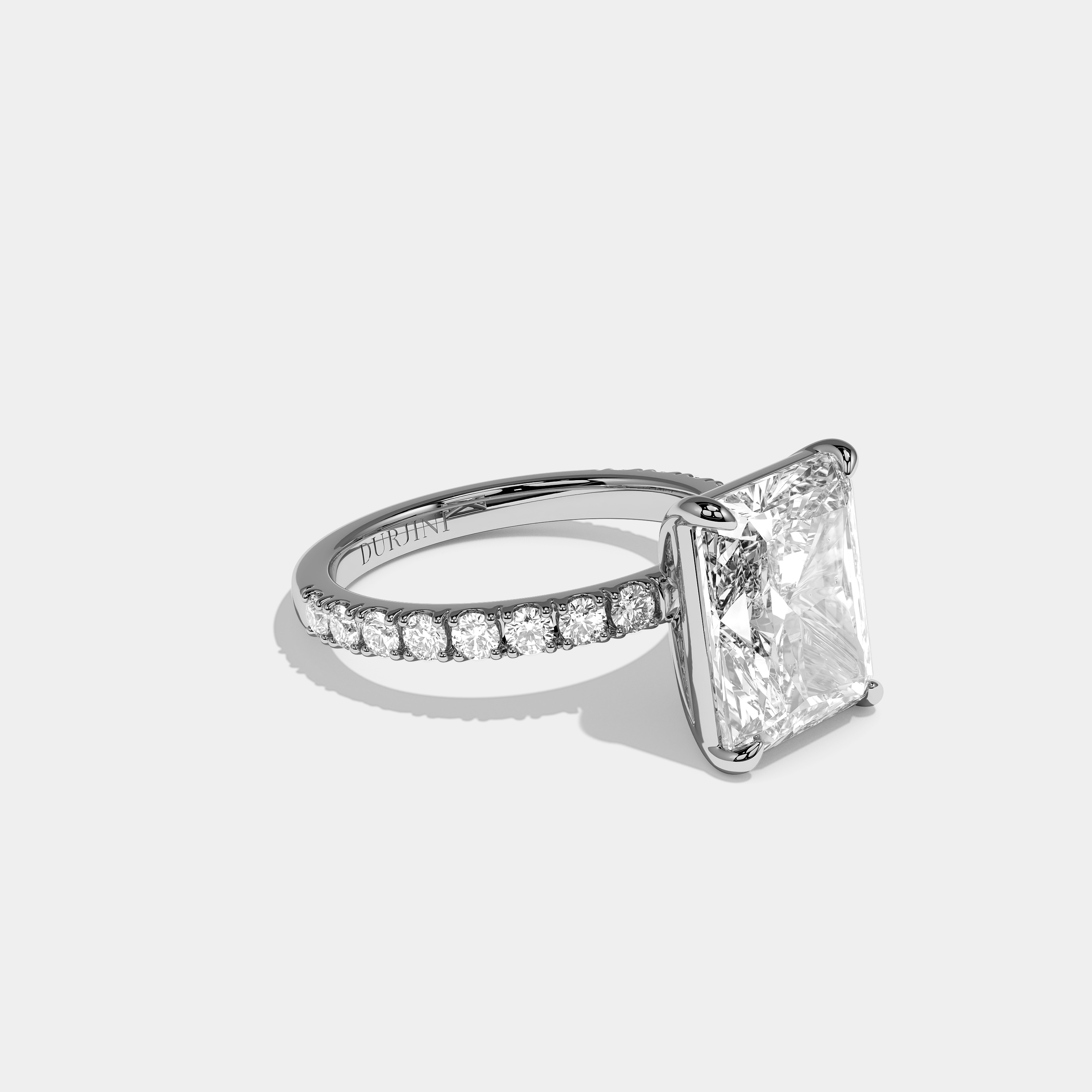 Right view Aerion Élan Diamond Radiant Halo Engagement Ring White Gold Kurbãni Durjini