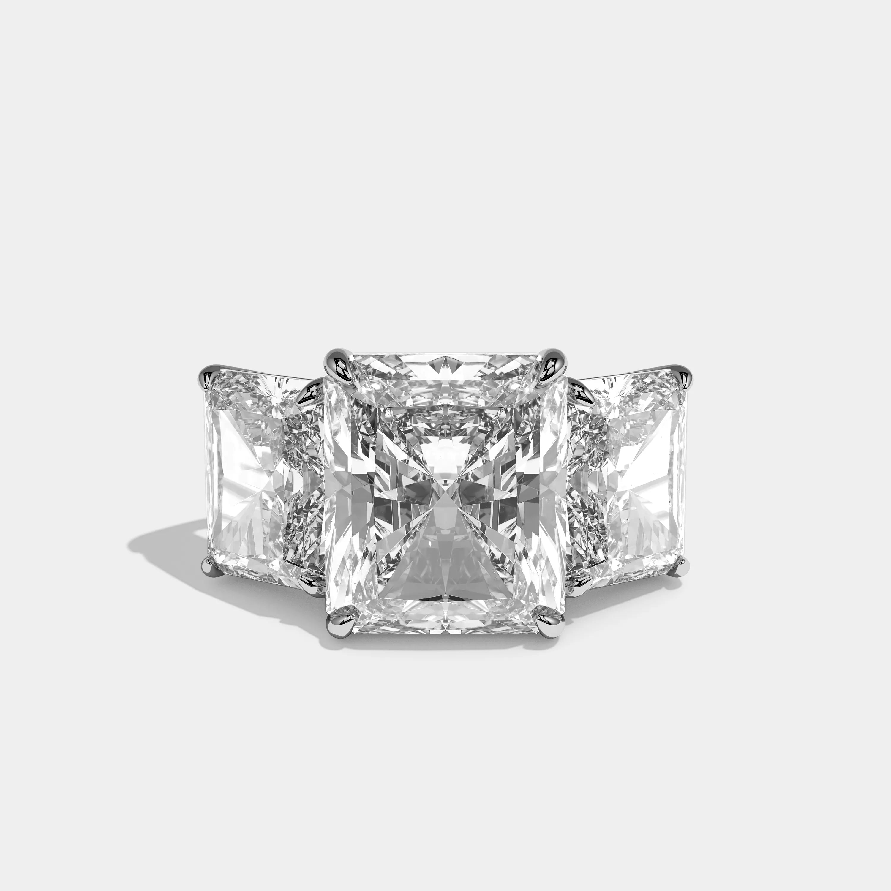 Front view Mirelle Étoile Diamond Radiant Engagement Ring White Gold Kurbãni Durjini