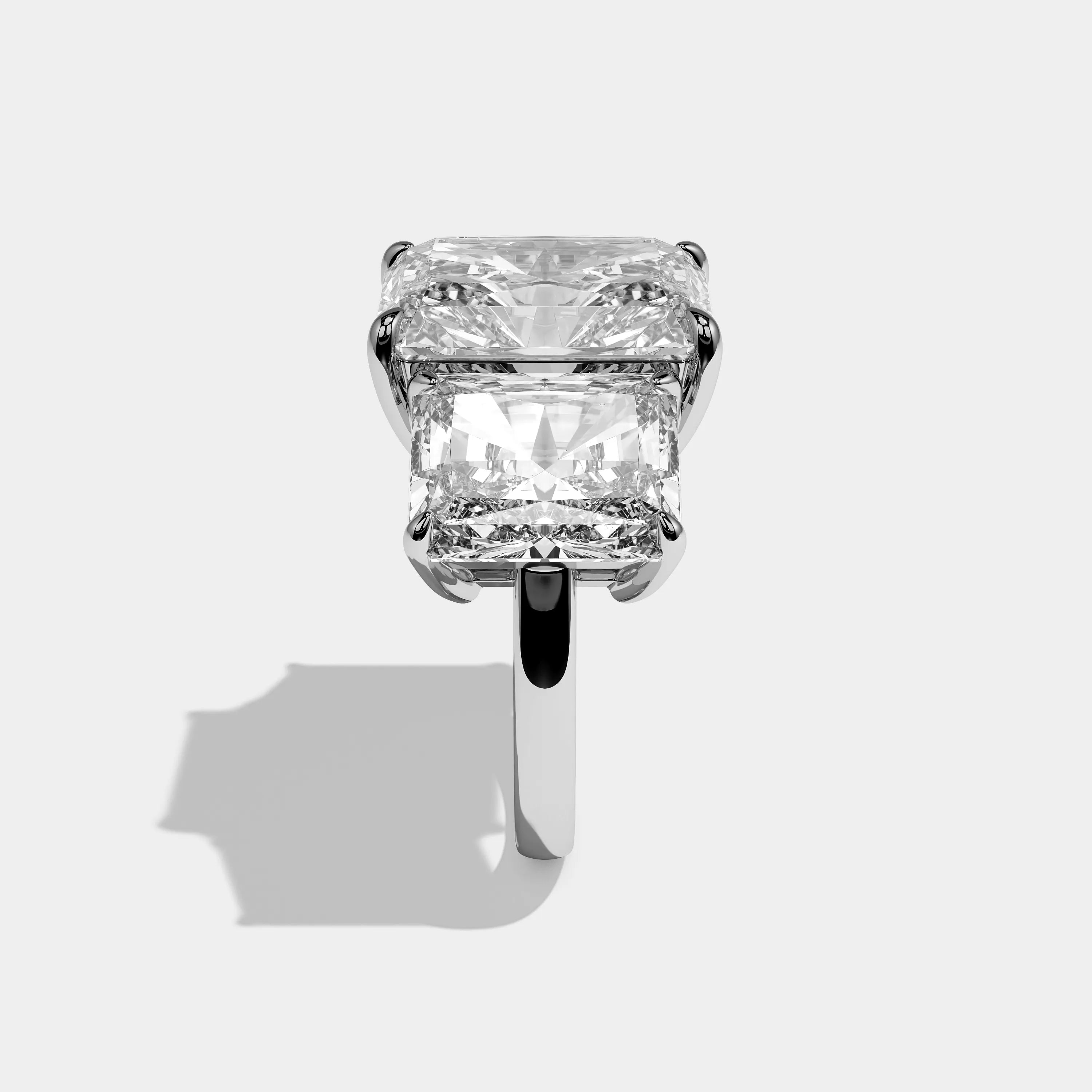 Side view Mirelle Étoile Diamond Radiant Engagement Ring White Gold Kurbãni Durjini
