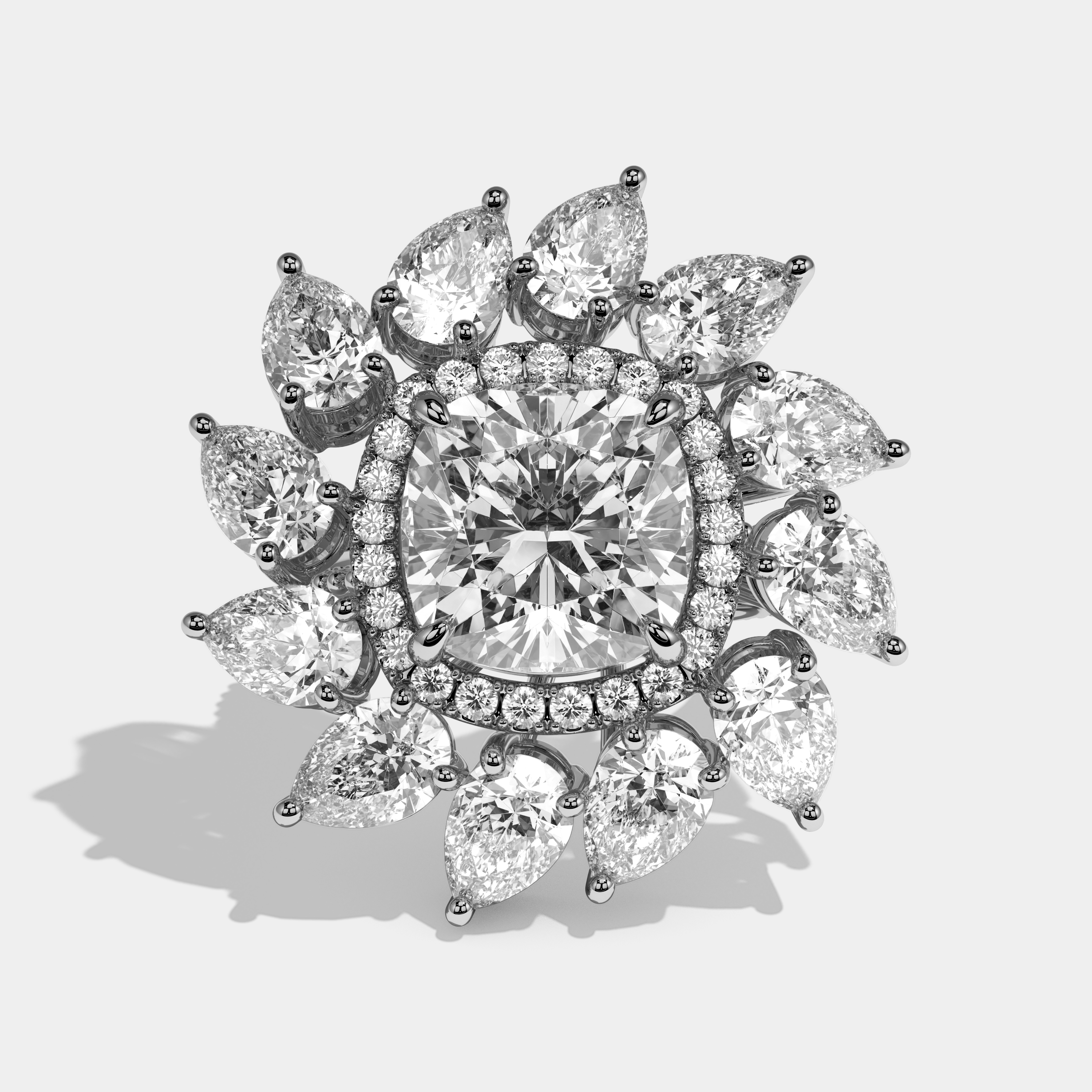 Naomi Cushion Cut Diamond Halo Engagement Ring 40.00ct 18K White Gold
