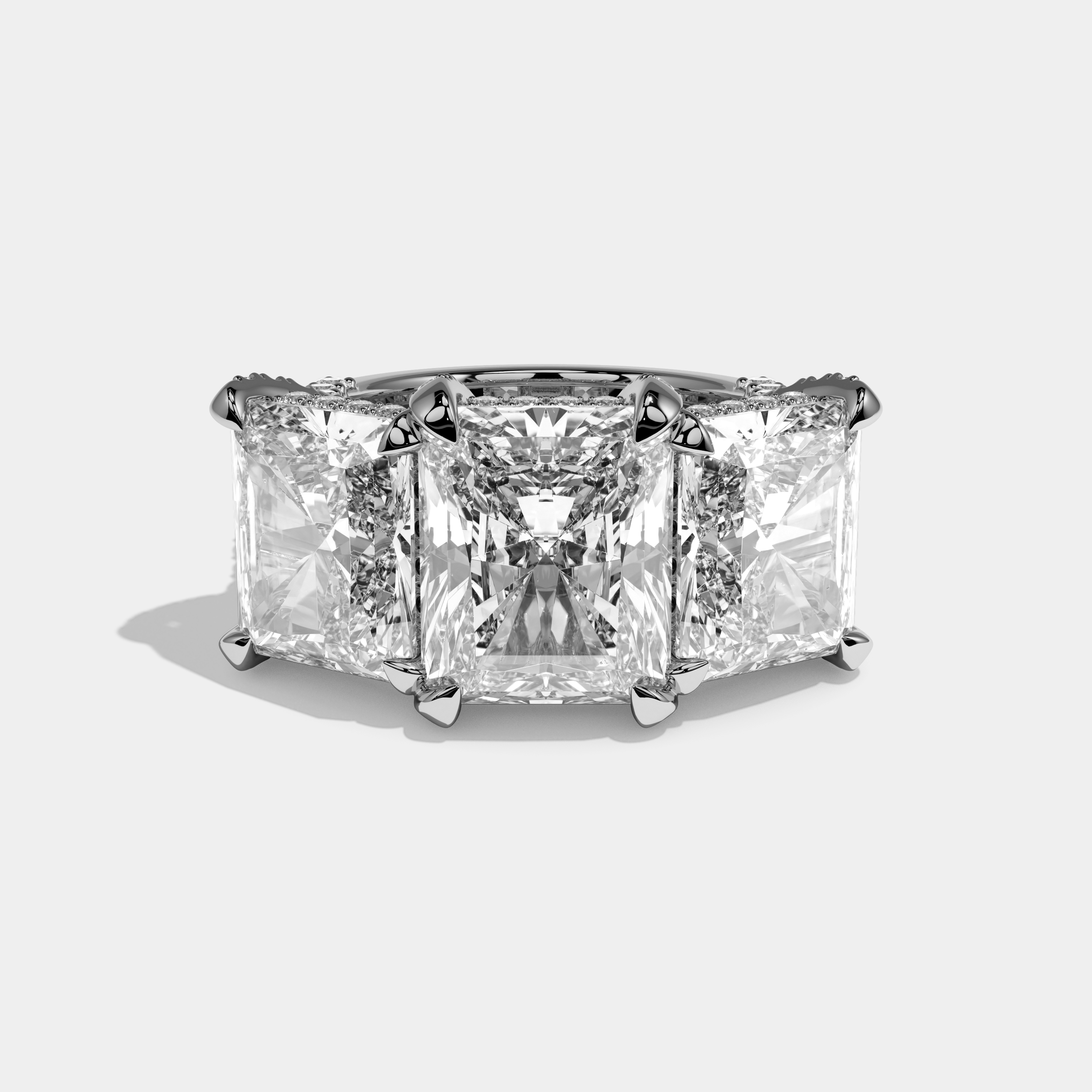 Leah Radiant Cut Diamond Halo Engagement Ring 20.5ct 18K White Gold