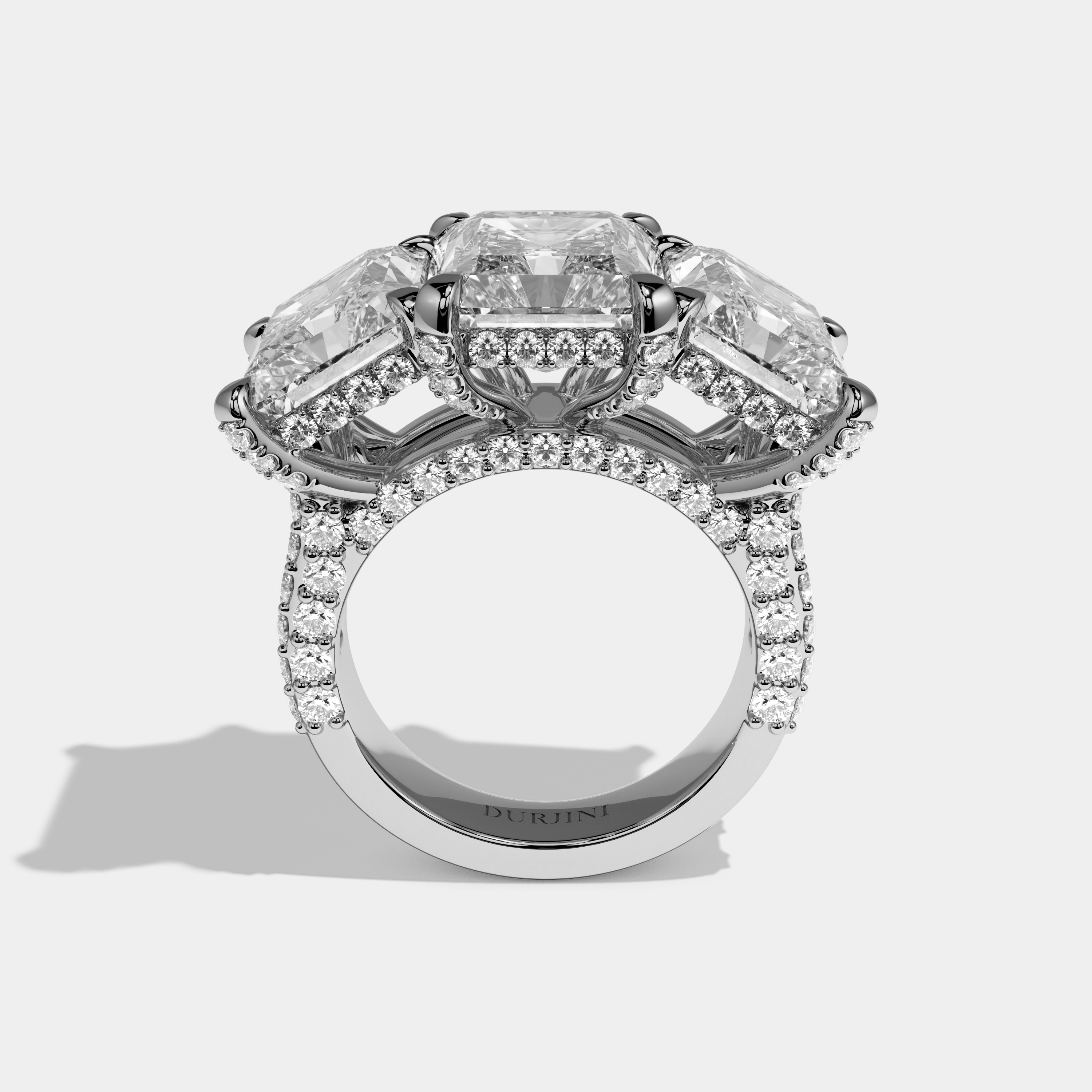 Leah Radiant Cut Diamond Halo Engagement Ring 20.5ct 18K White Gold