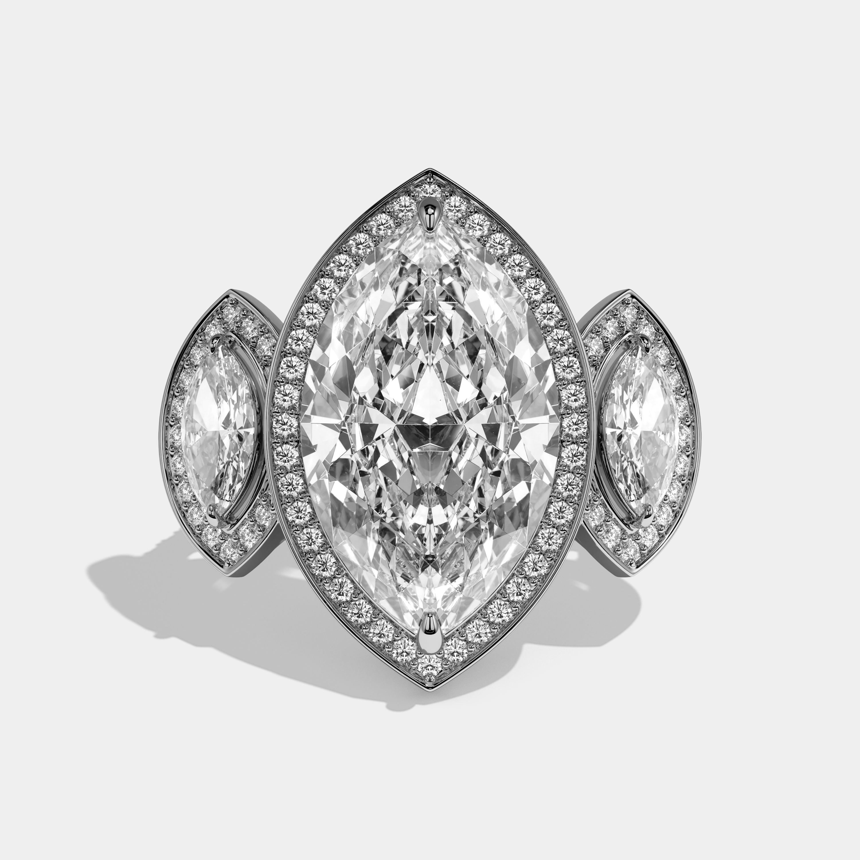 Sarah Marquise Cut Diamond Halo Engagement Ring 25ct 18K White Gold