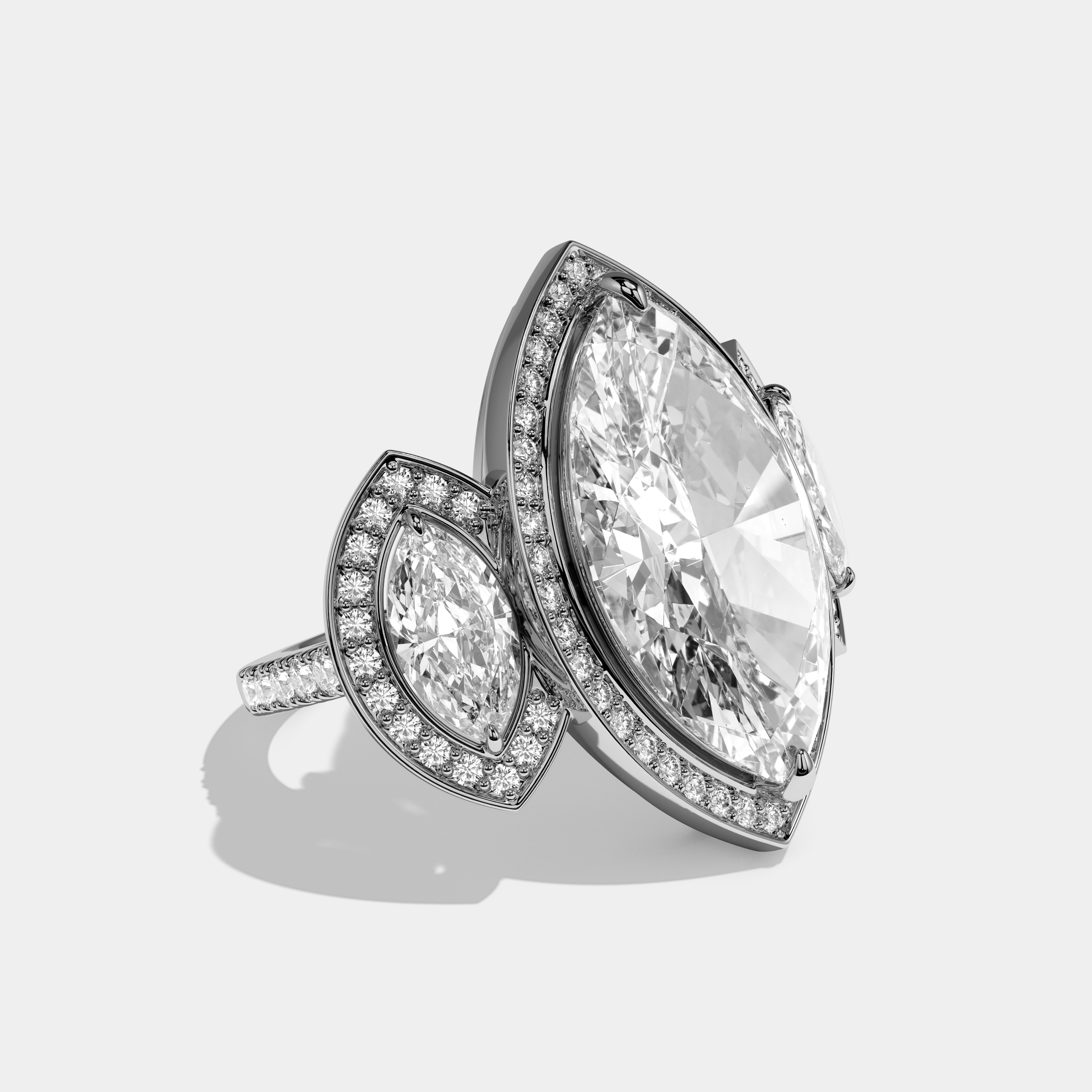 Sarah Marquise Cut Diamond Halo Engagement Ring 25ct 18K White Gold