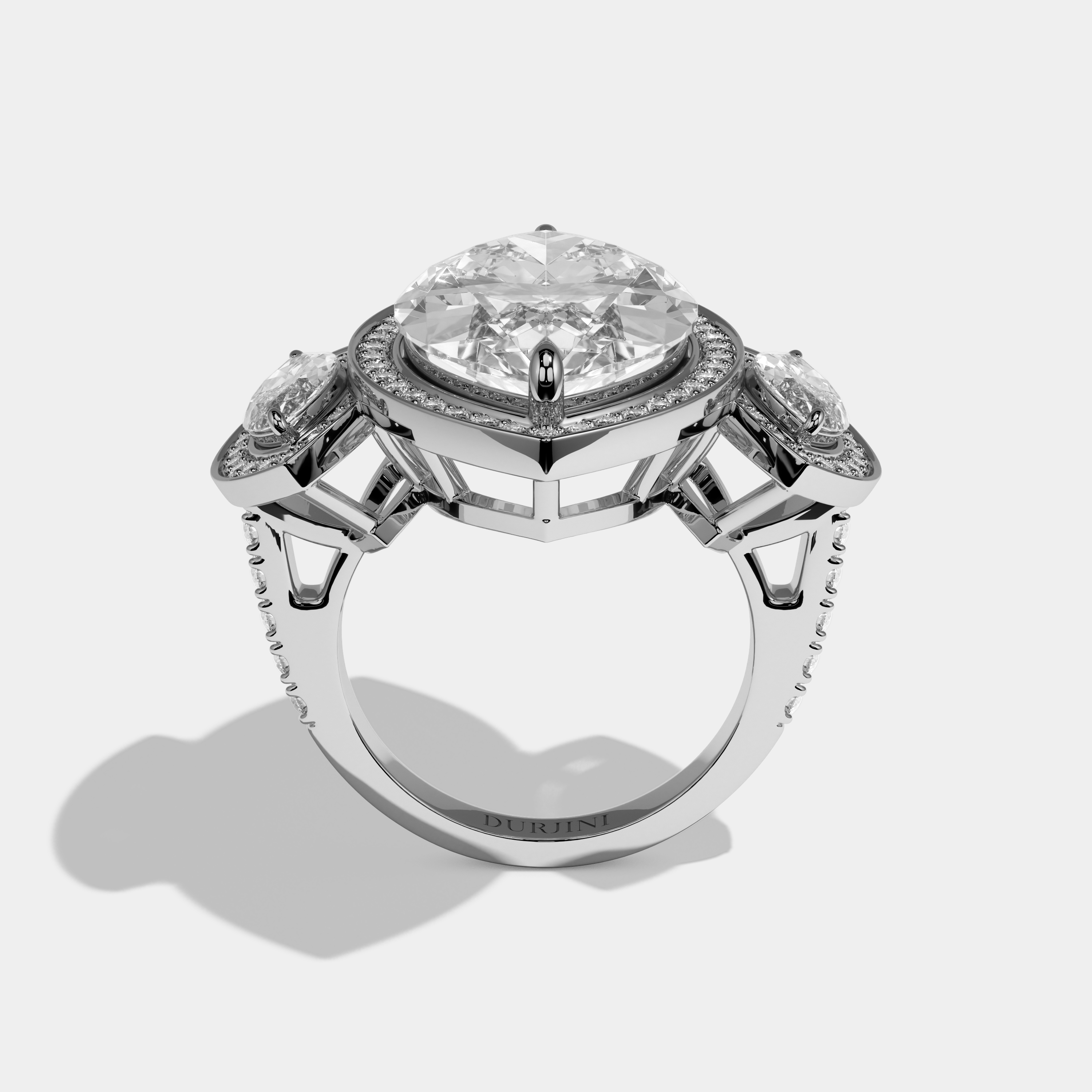 Sarah Marquise Cut Diamond Halo Engagement Ring 25ct 18K White Gold