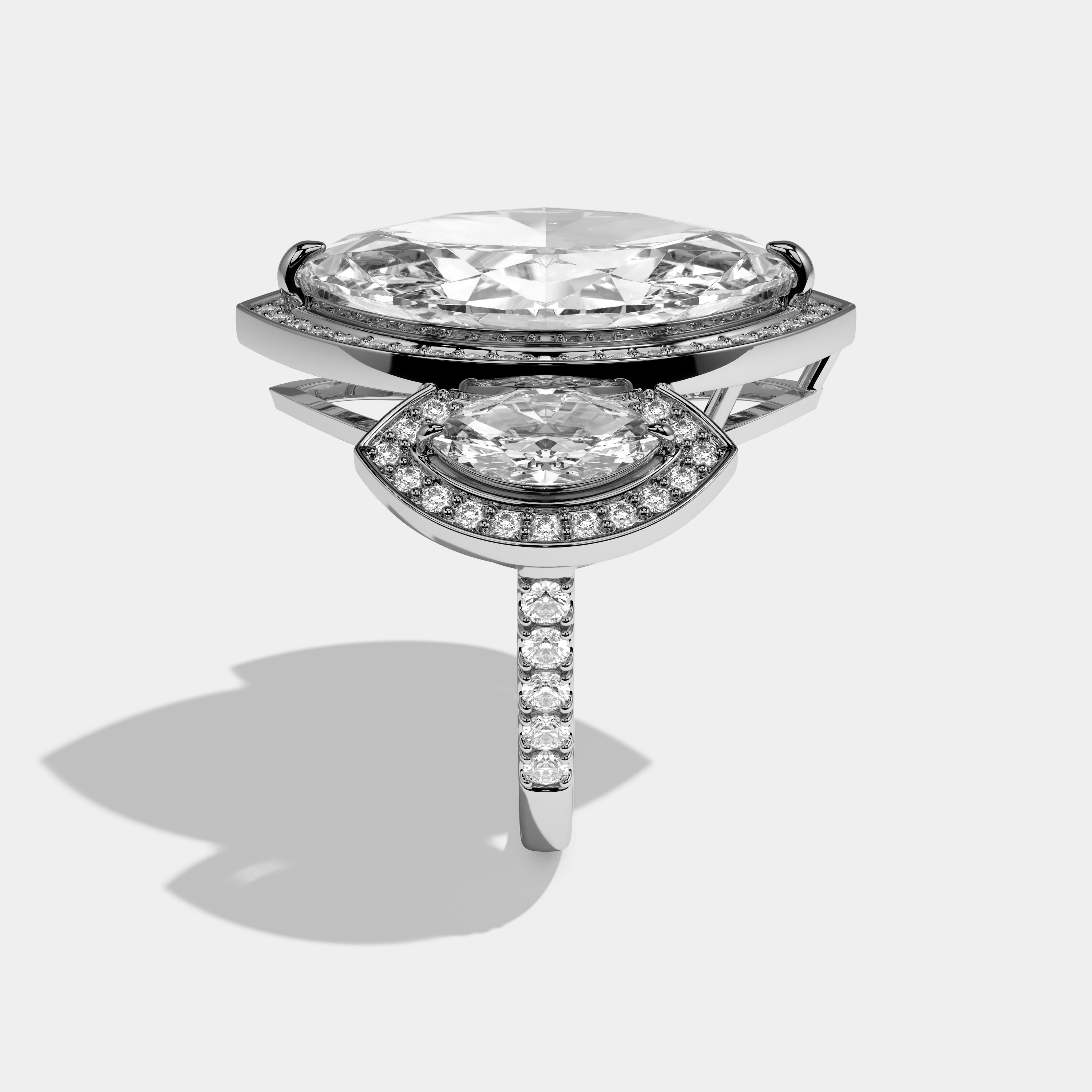 Sarah Marquise Cut Diamond Halo Engagement Ring 25ct 18K White Gold