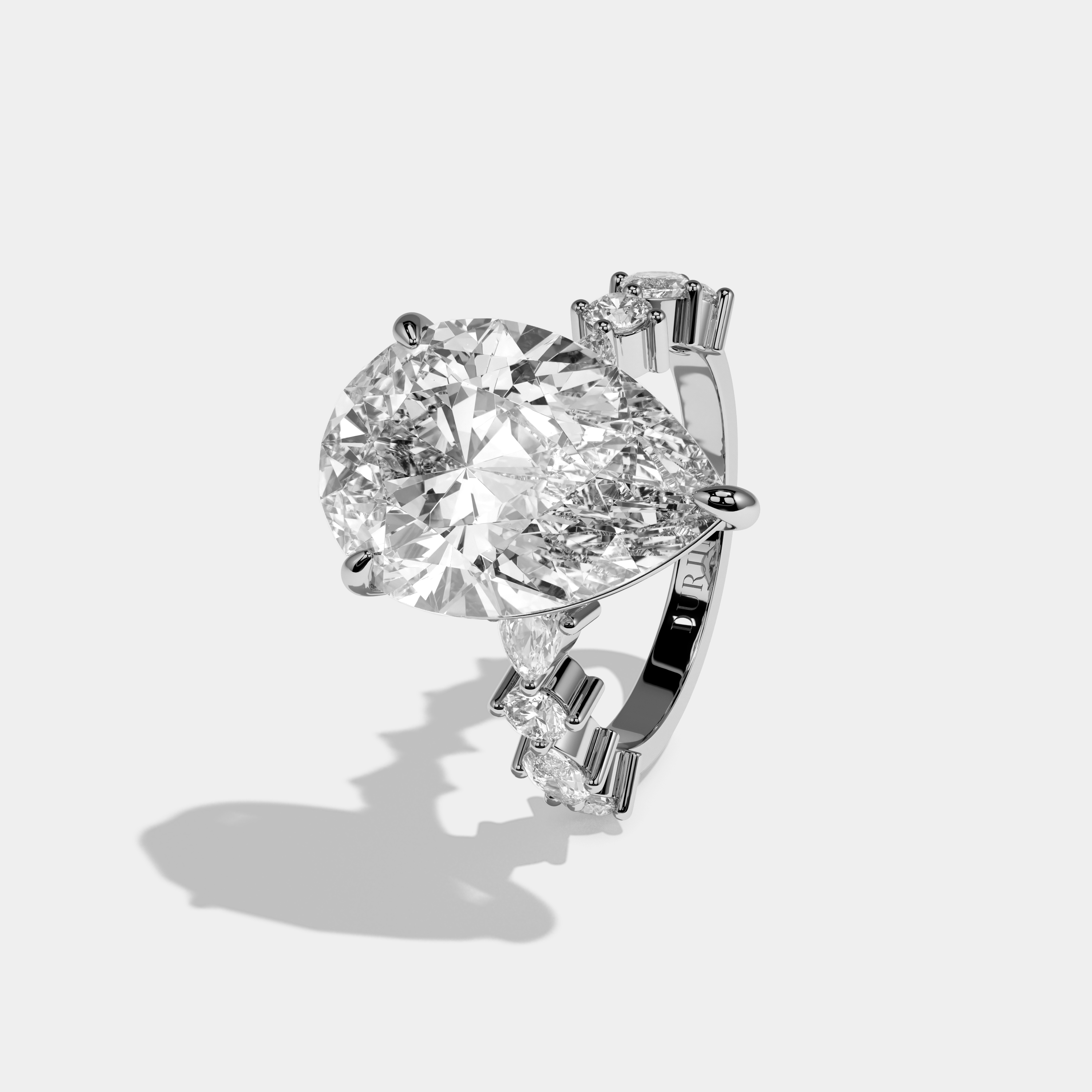 Yael Pear Cut Diamond Engagement Ring 9.00ct 18K White Gold