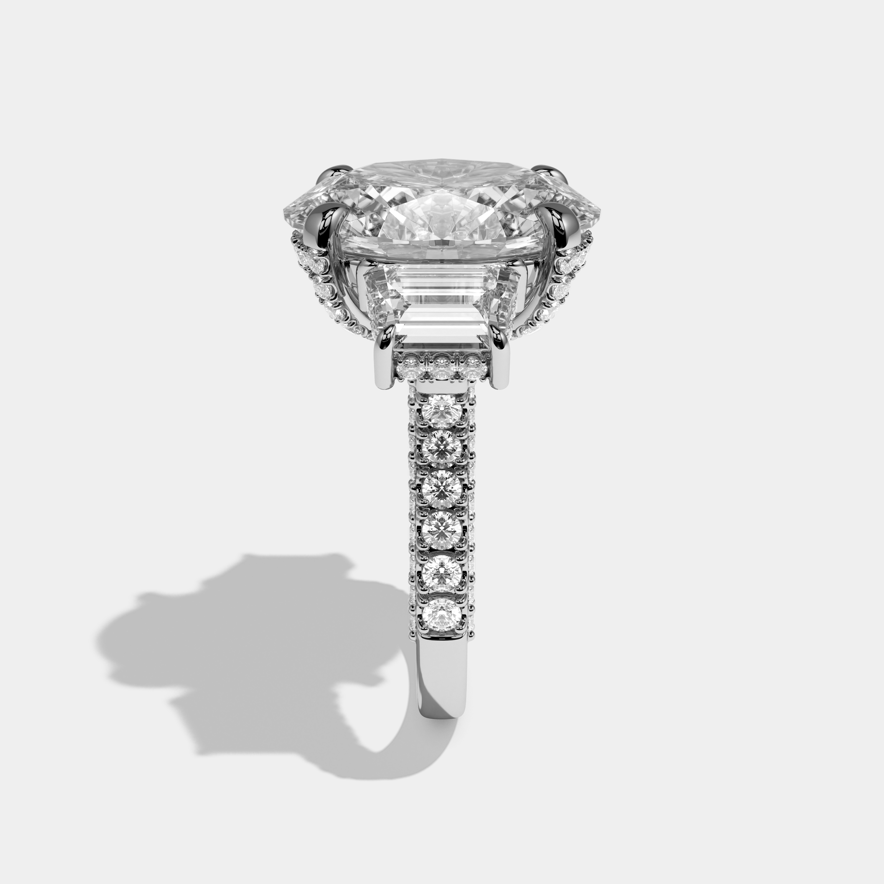 Liora Oval Cut Diamond Halo Engagement Ring 12.0ct 18K White Gold