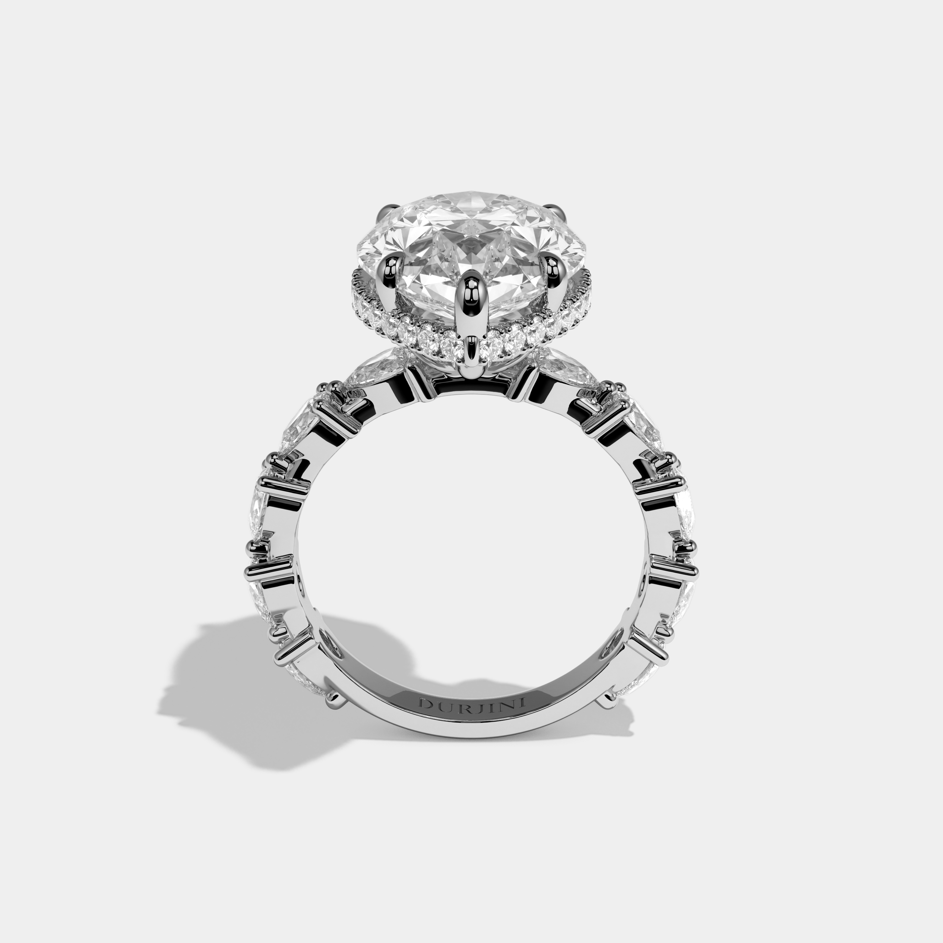 Eleanor Pear Cut Diamond Halo Engagement Ring 10.0ct 18K White Gold
