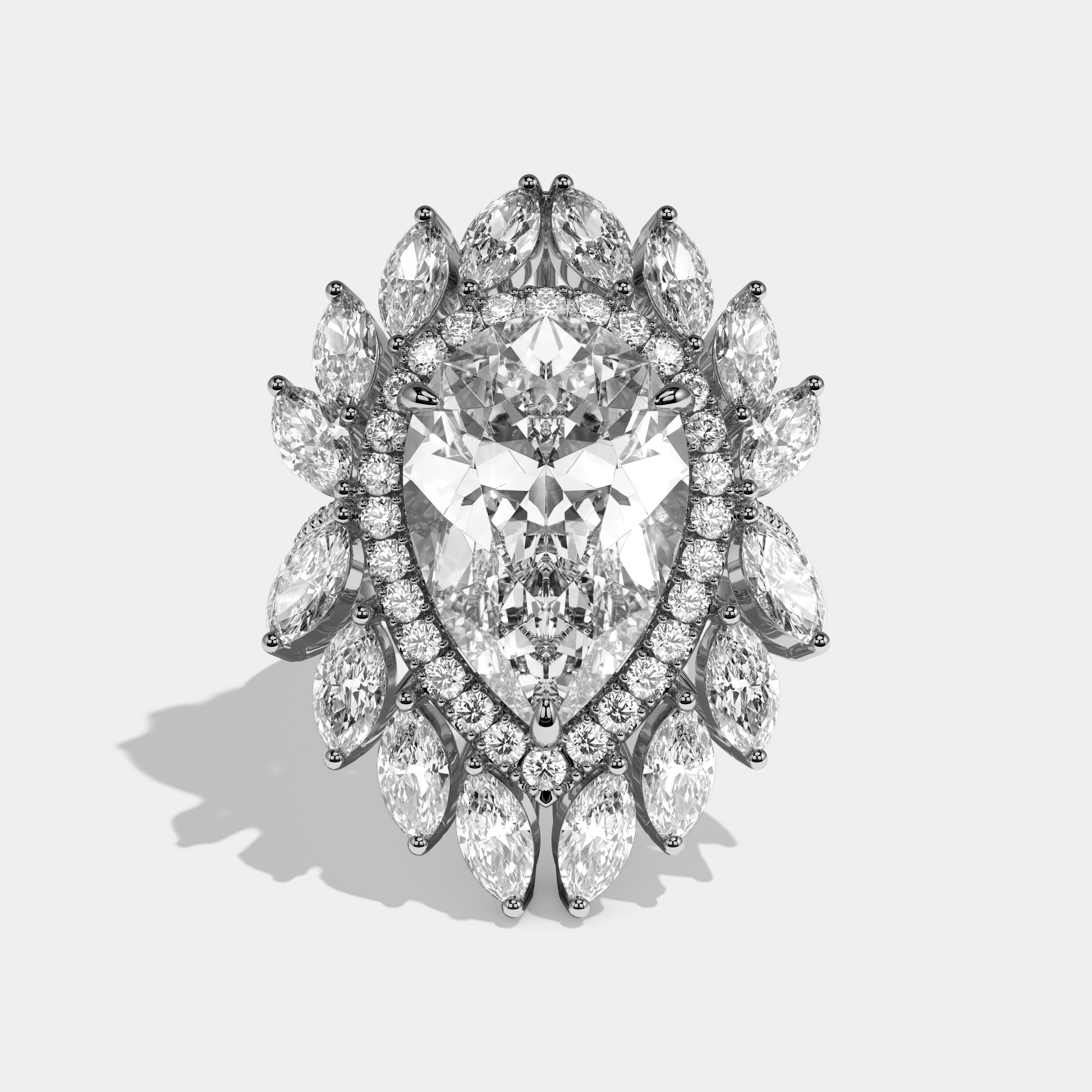 Freya Pear Cut Diamond Engagement Ring 45ct 18K White Gold