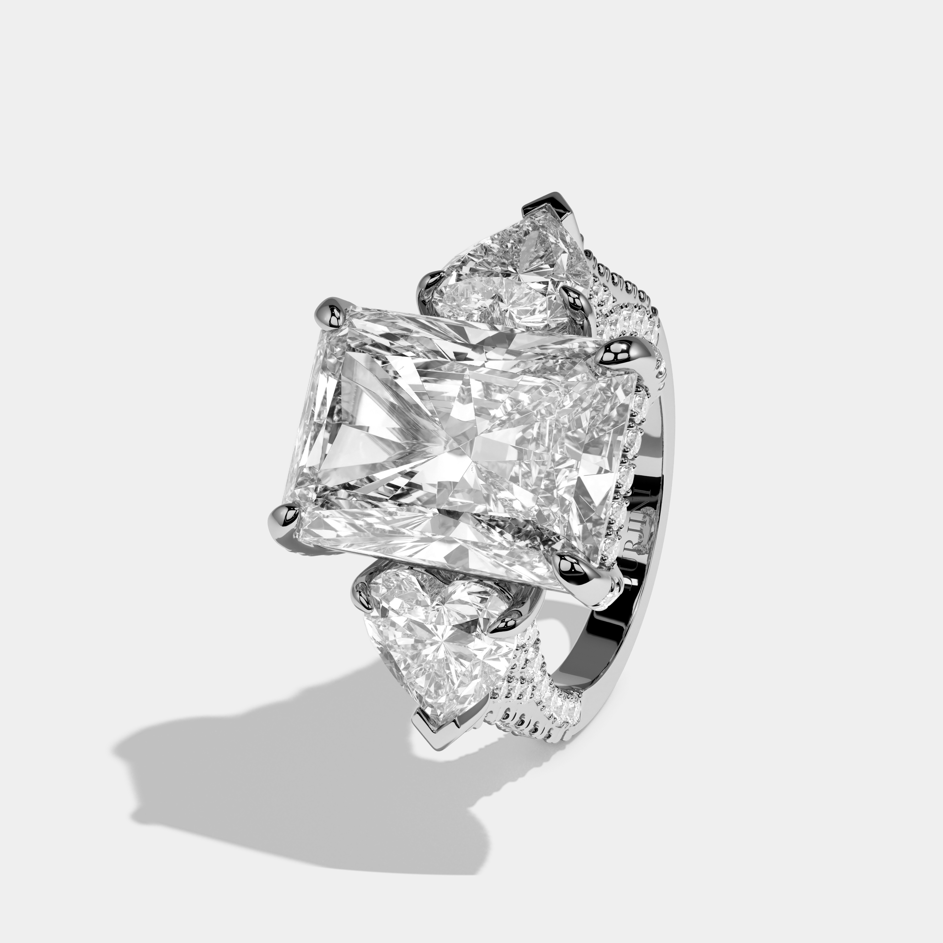 Clementine Radiant Cut Diamond Halo Engagement Ring 11ct 18K White Gold