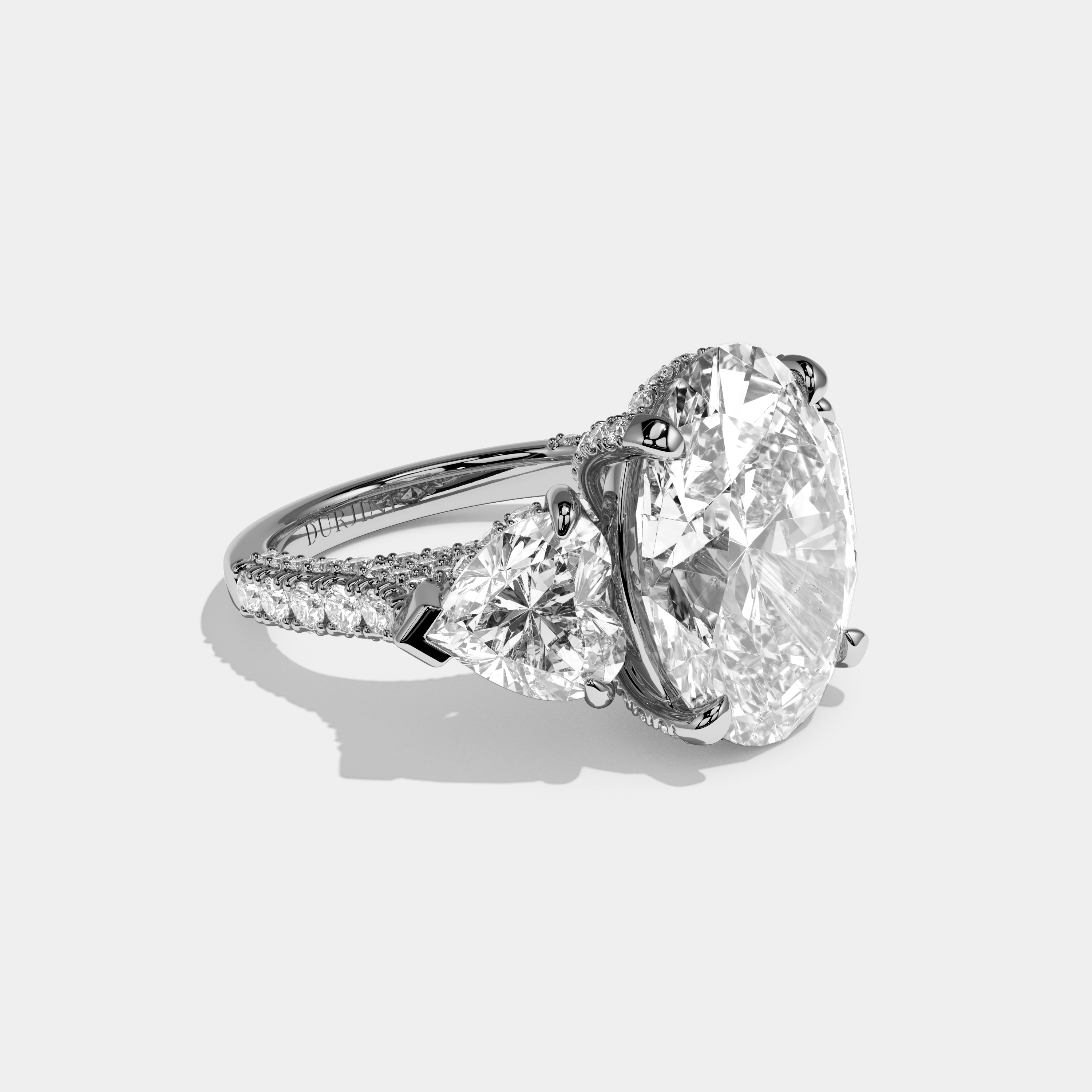 Lavinia Oval Cut Diamond Halo Engagement Ring 10ct 18K White Gold