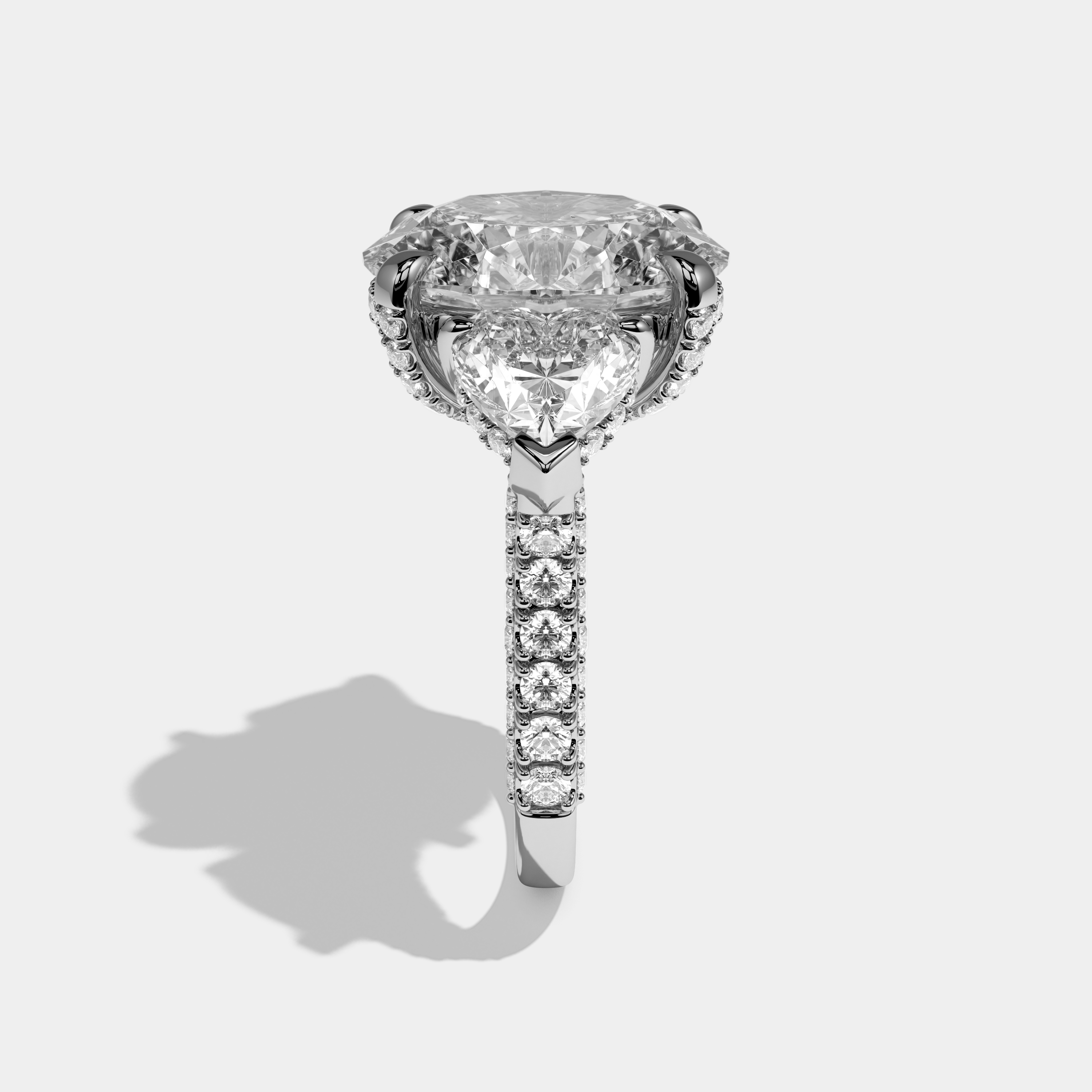 Constance Oval Cut Diamond Halo Engagement Ring 13.5ct 18K White Gold