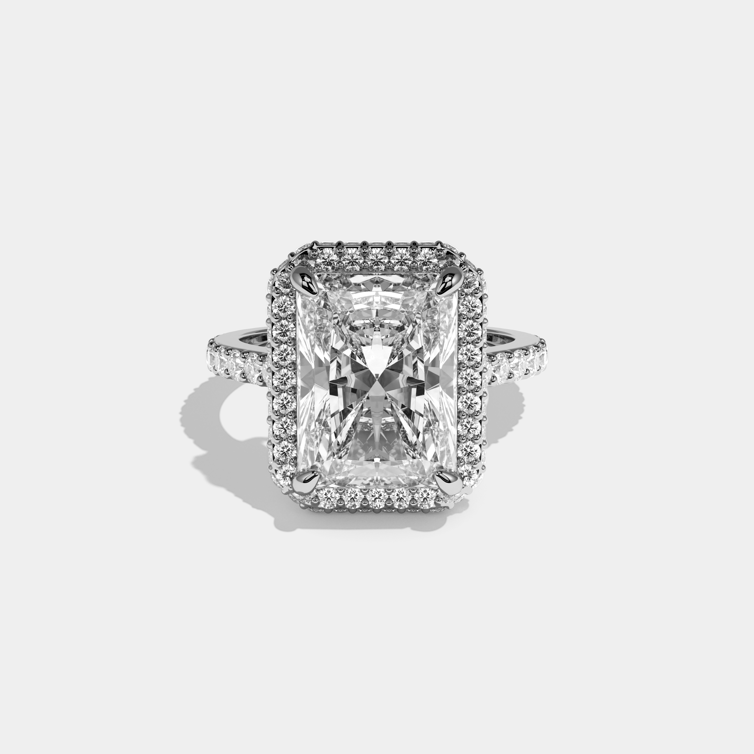 Clara Radiant Cut Diamond Halo Engagement Ring 10ct 18K White Gold